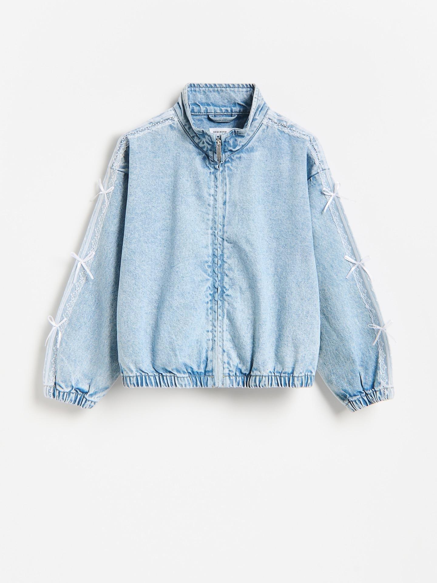 Blue Denim Jacket With Bows, Blue, medium