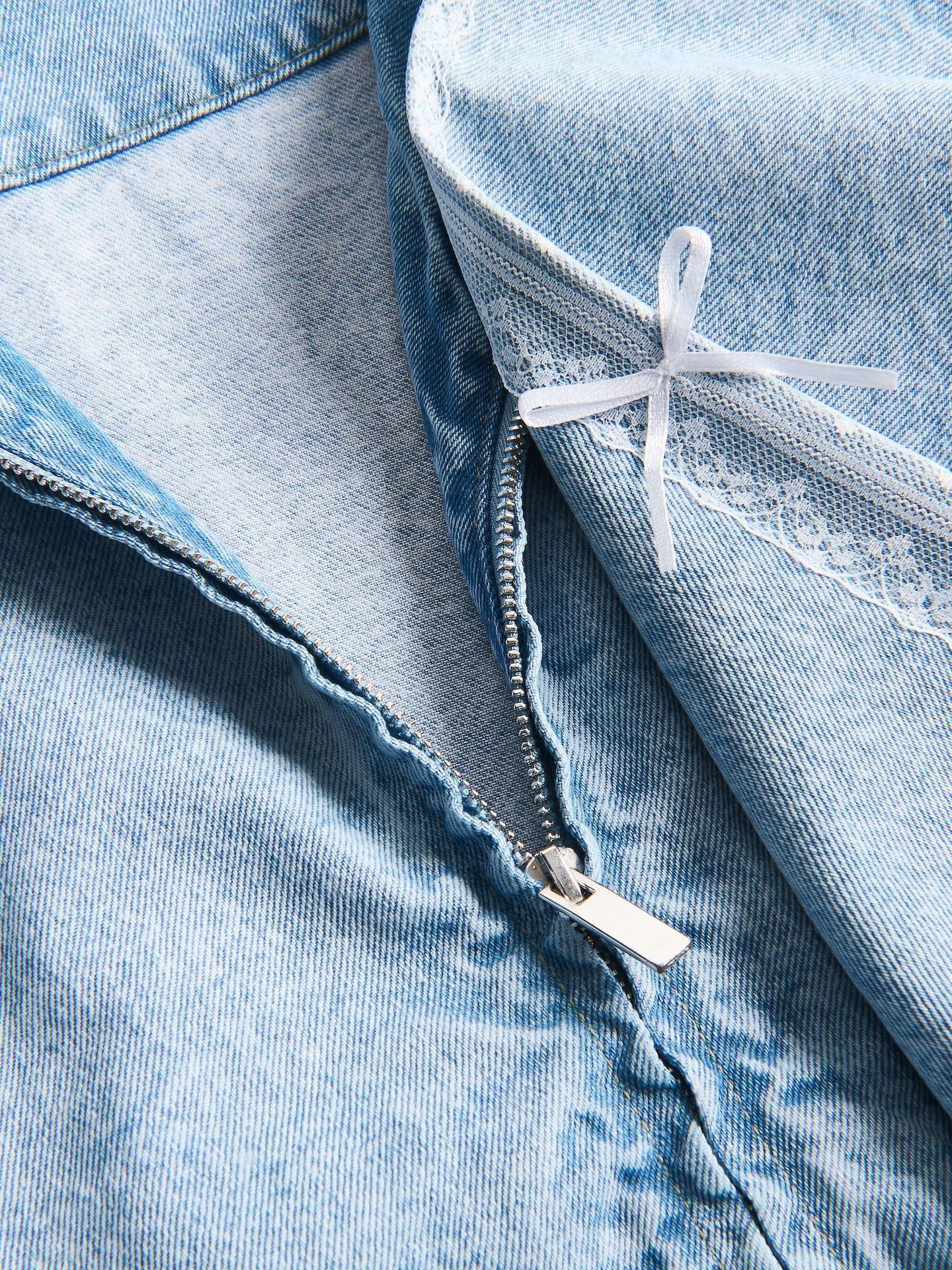 Blue Denim Jacket With Bows, Blue, medium