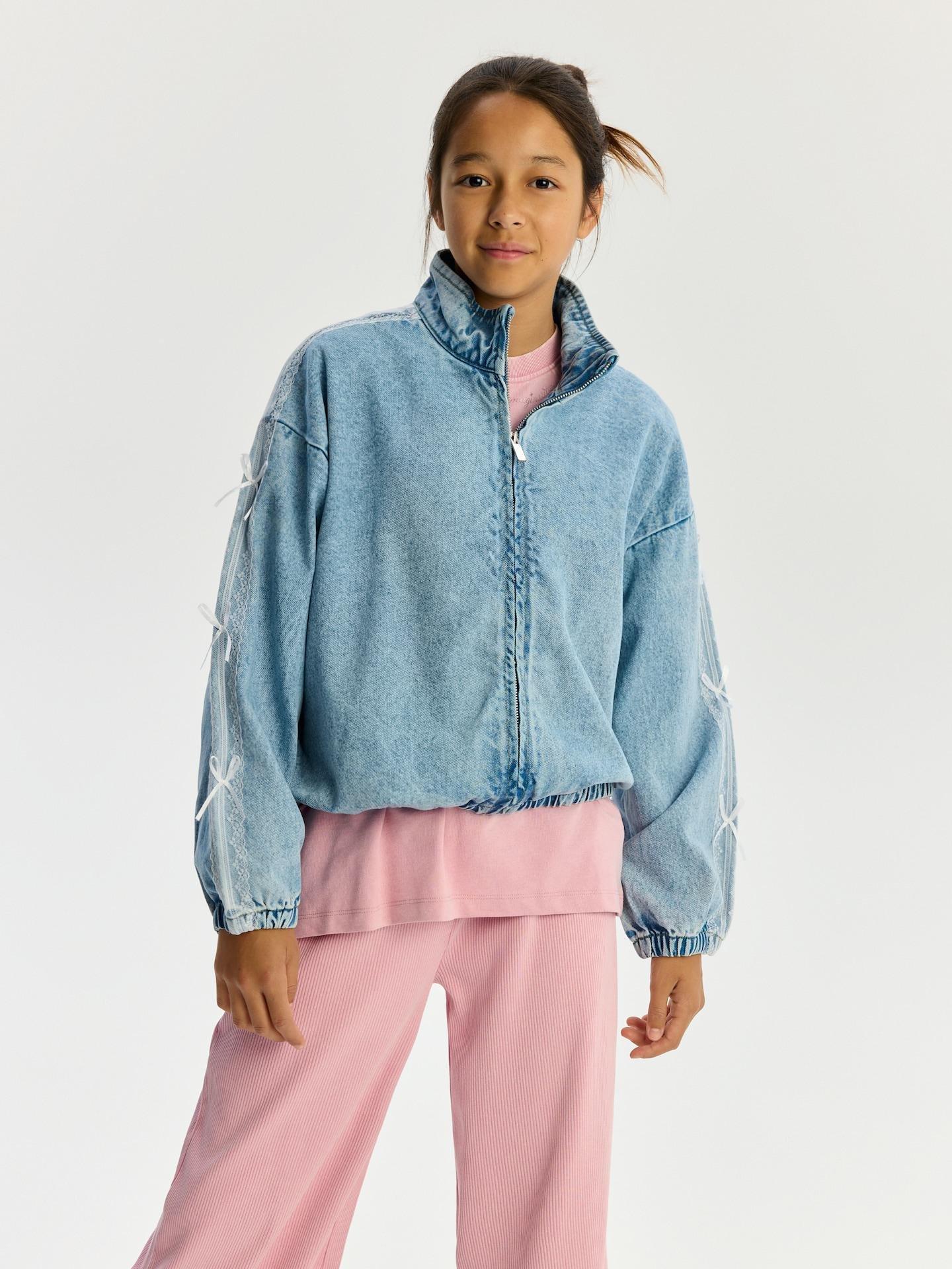 Blue Denim Jacket With Bows, Blue, large image number 4