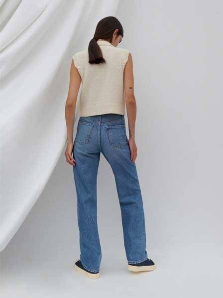 Blue Tencel Lyocell Blend Straight Jeans, Women, , large image number 4
