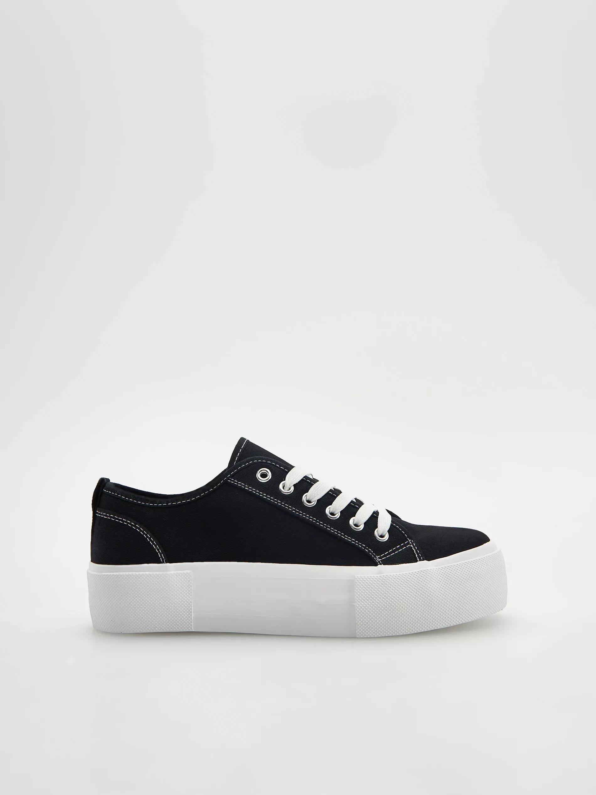 Black Cotton Sneakers, , large image number 0