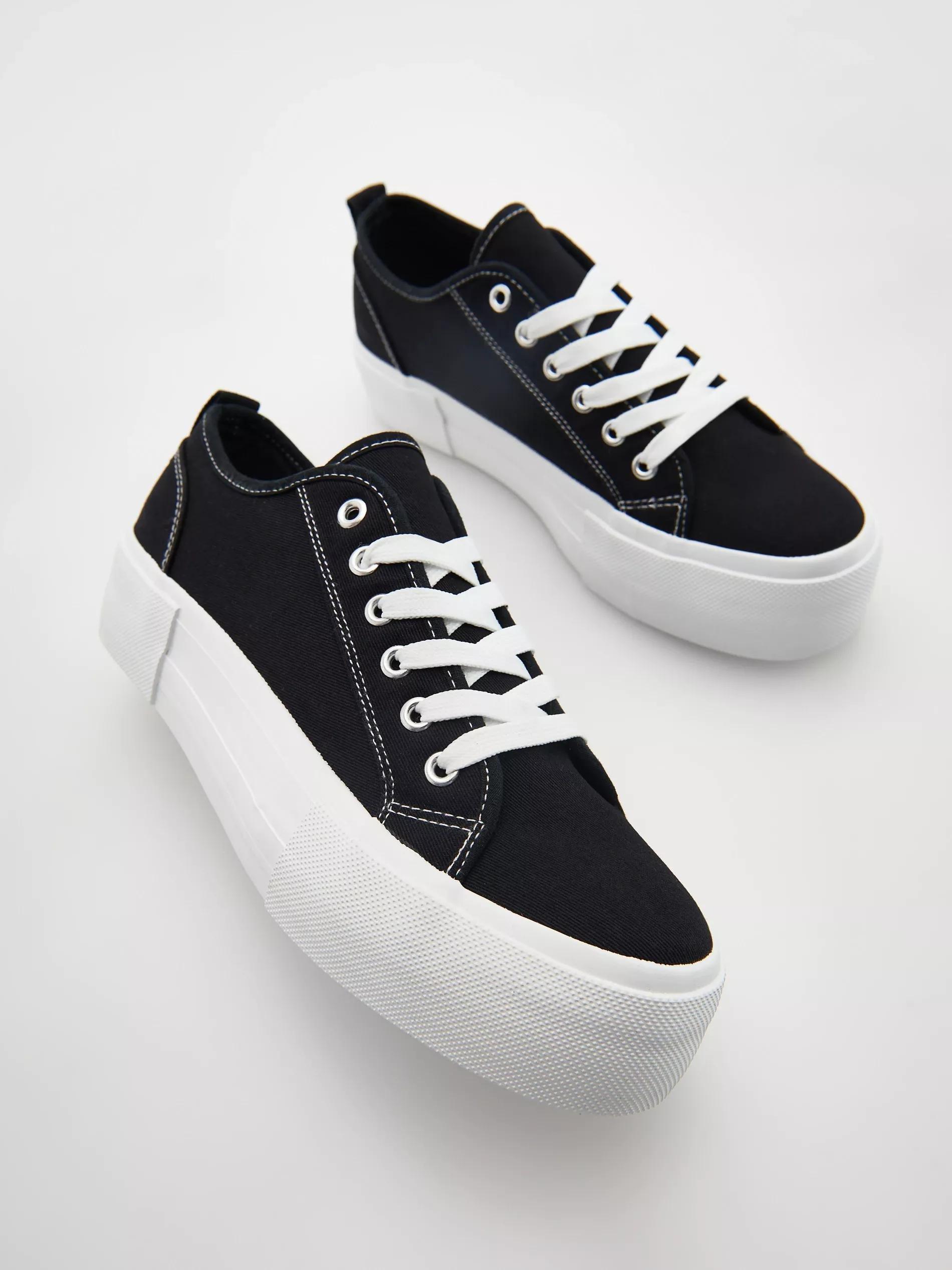 Black Cotton Sneakers, , large image number 1
