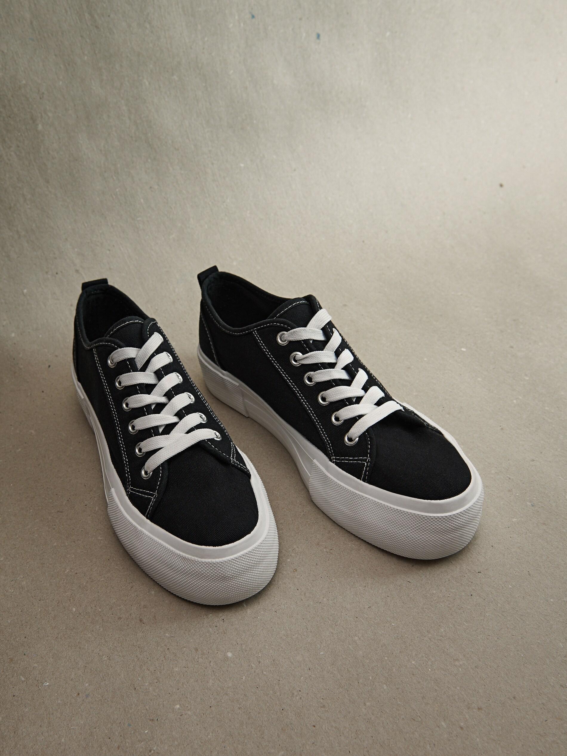 Black Cotton Sneakers, , large image number 2