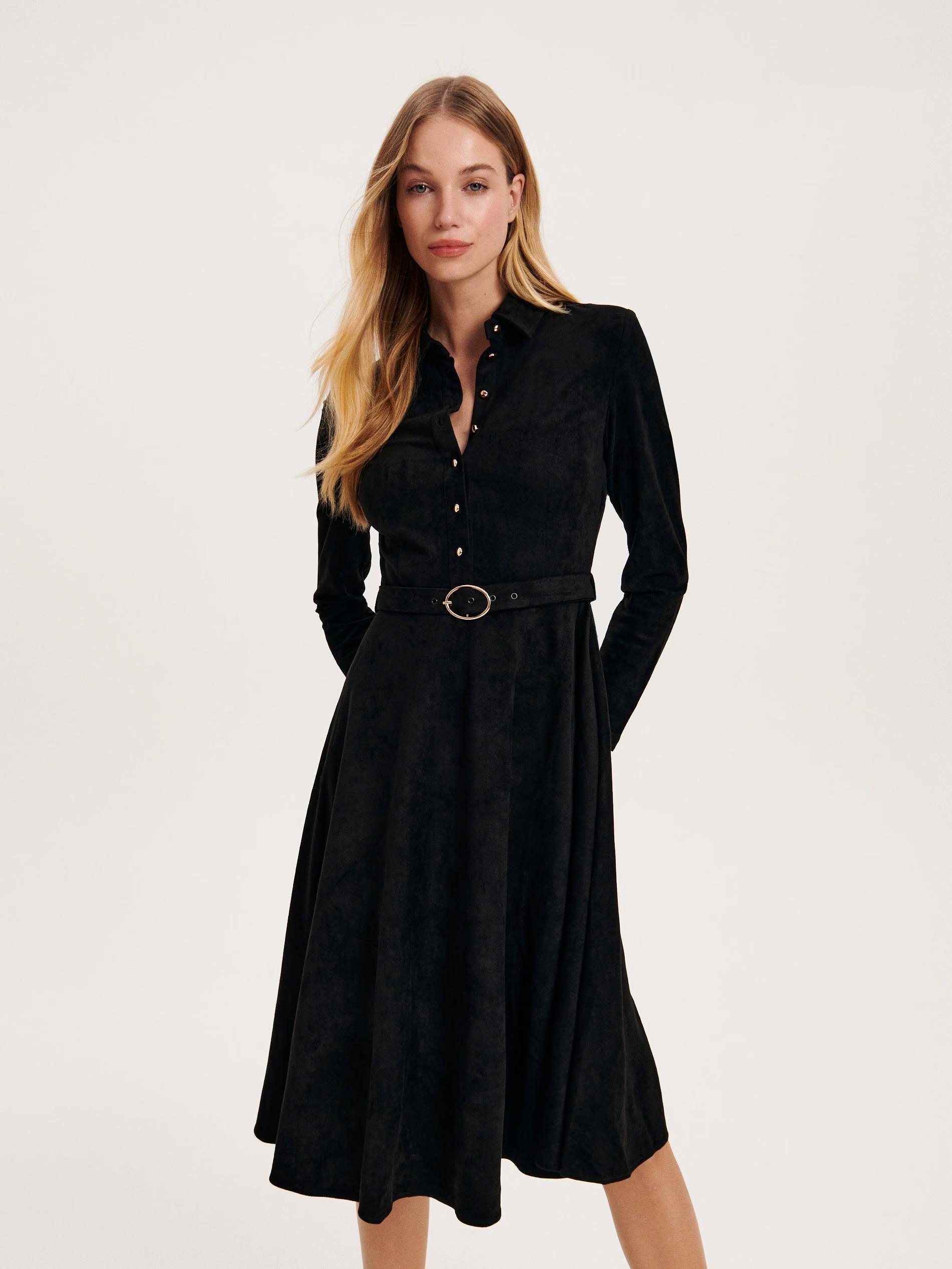 Reserved - Black Flared Midi Dress