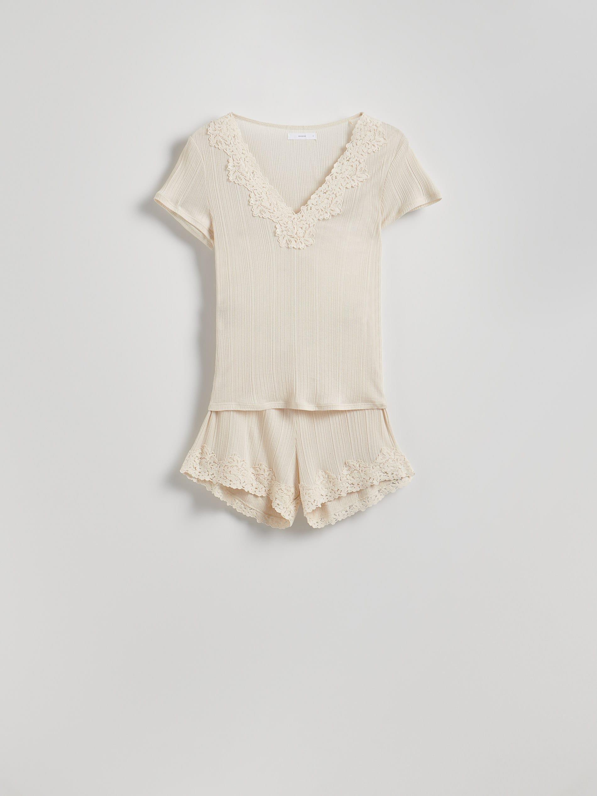 Beige Viscose Blend Two Piece Pyjama Set, , large image number 3