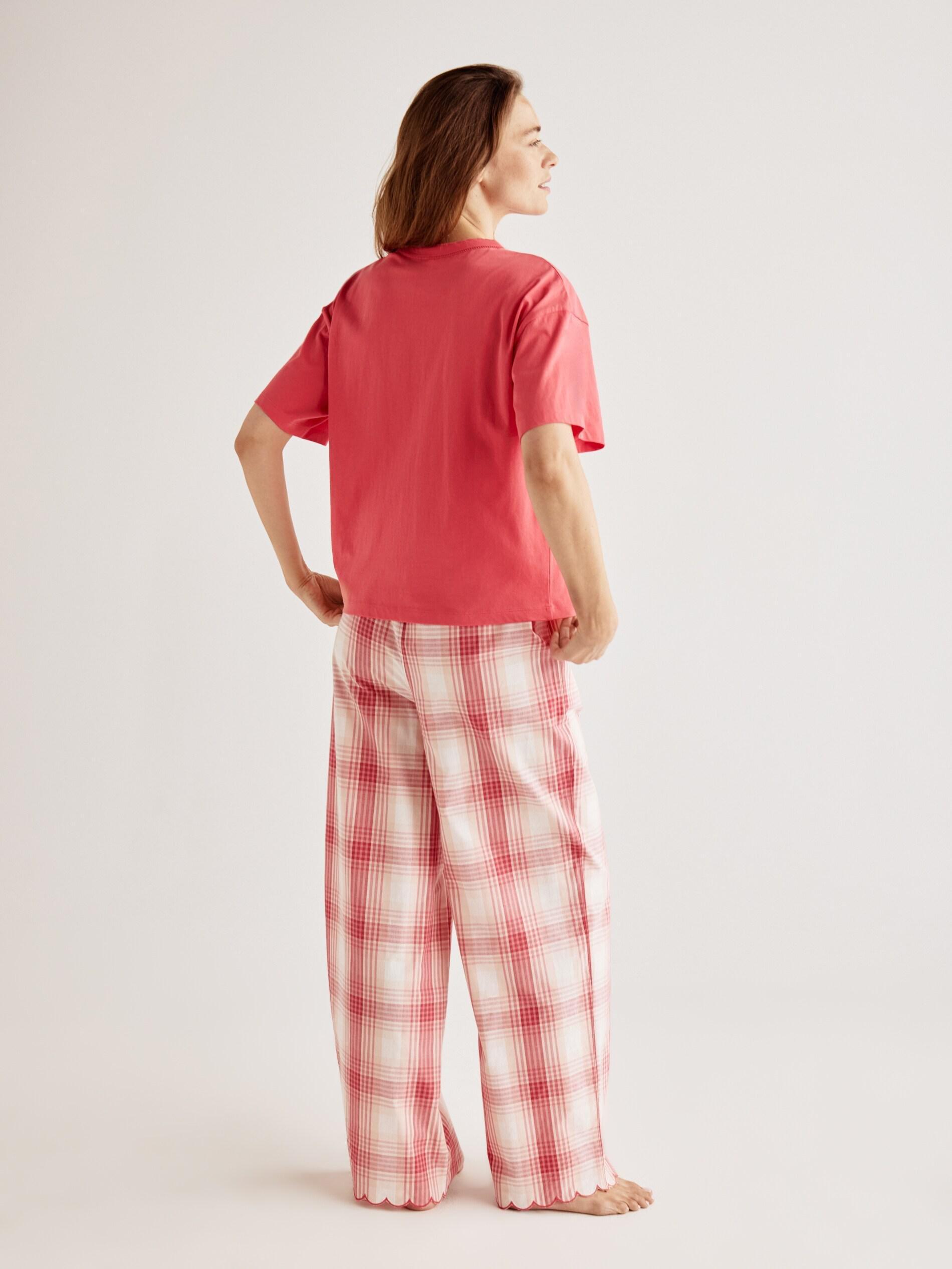 Red Two Piece Cotton Pyjama Set, Red, medium
