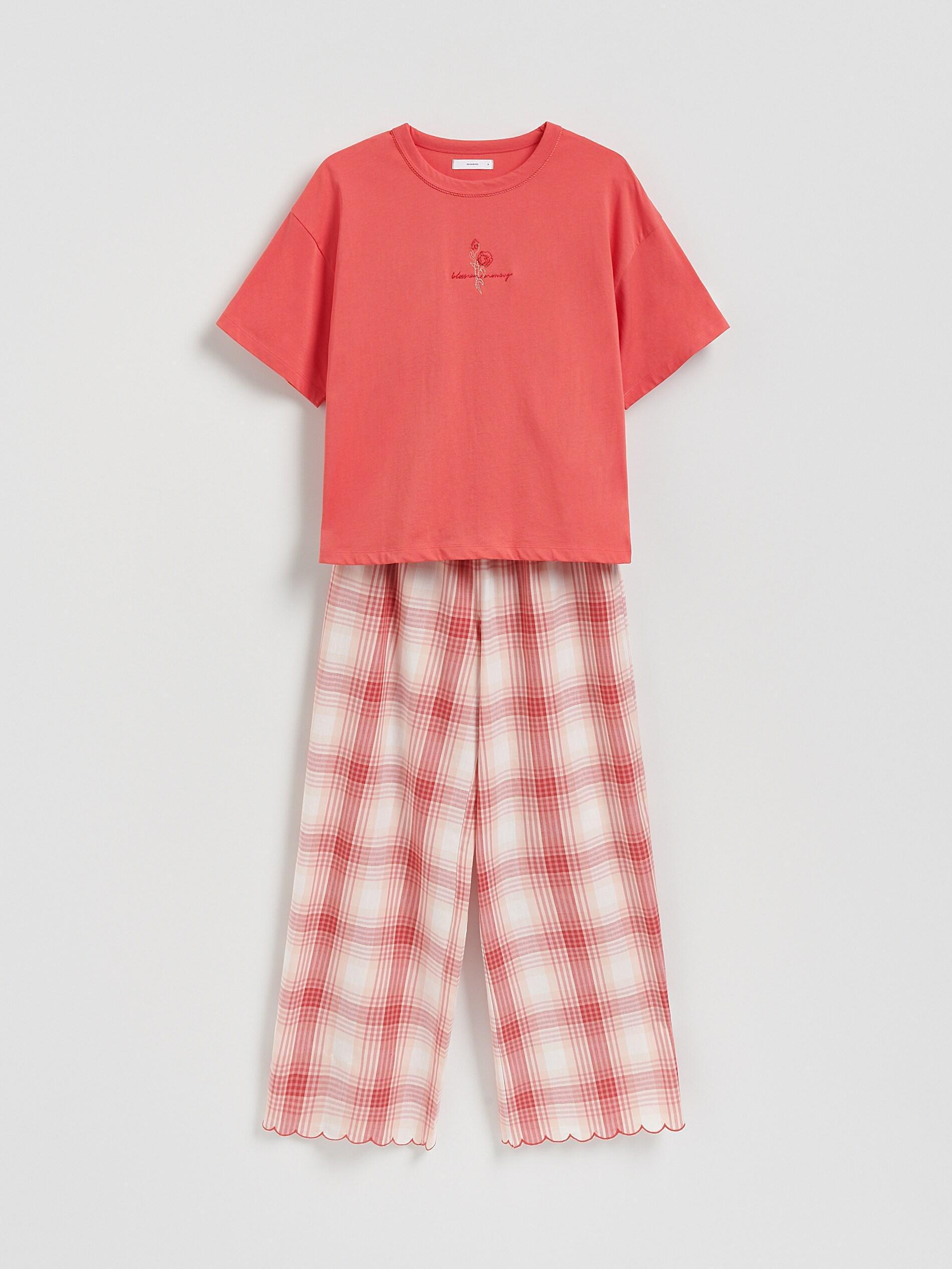 Red Two Piece Cotton Pyjama Set, Red, large image number 3