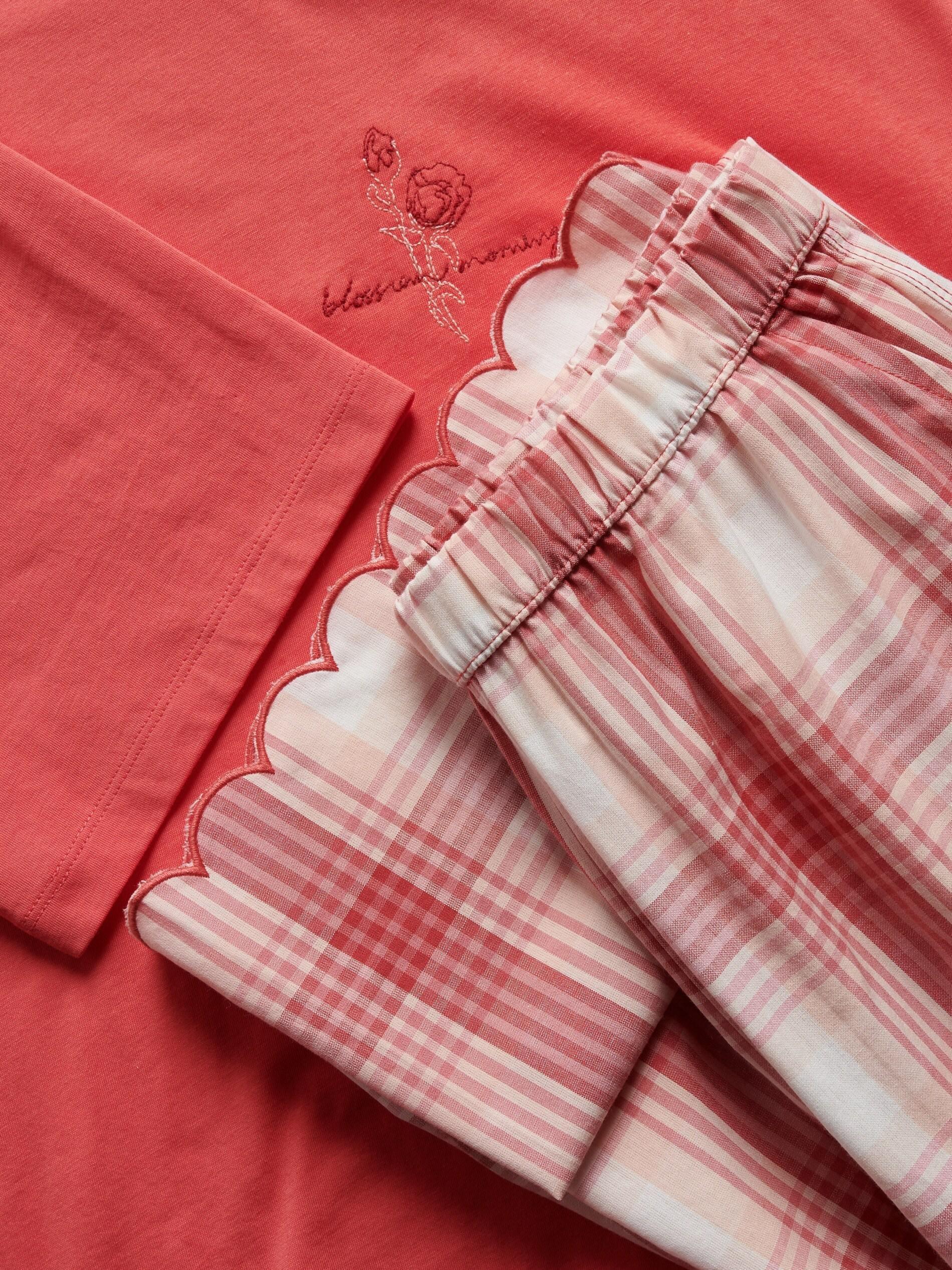 Red Two Piece Cotton Pyjama Set, Red, large image number 4