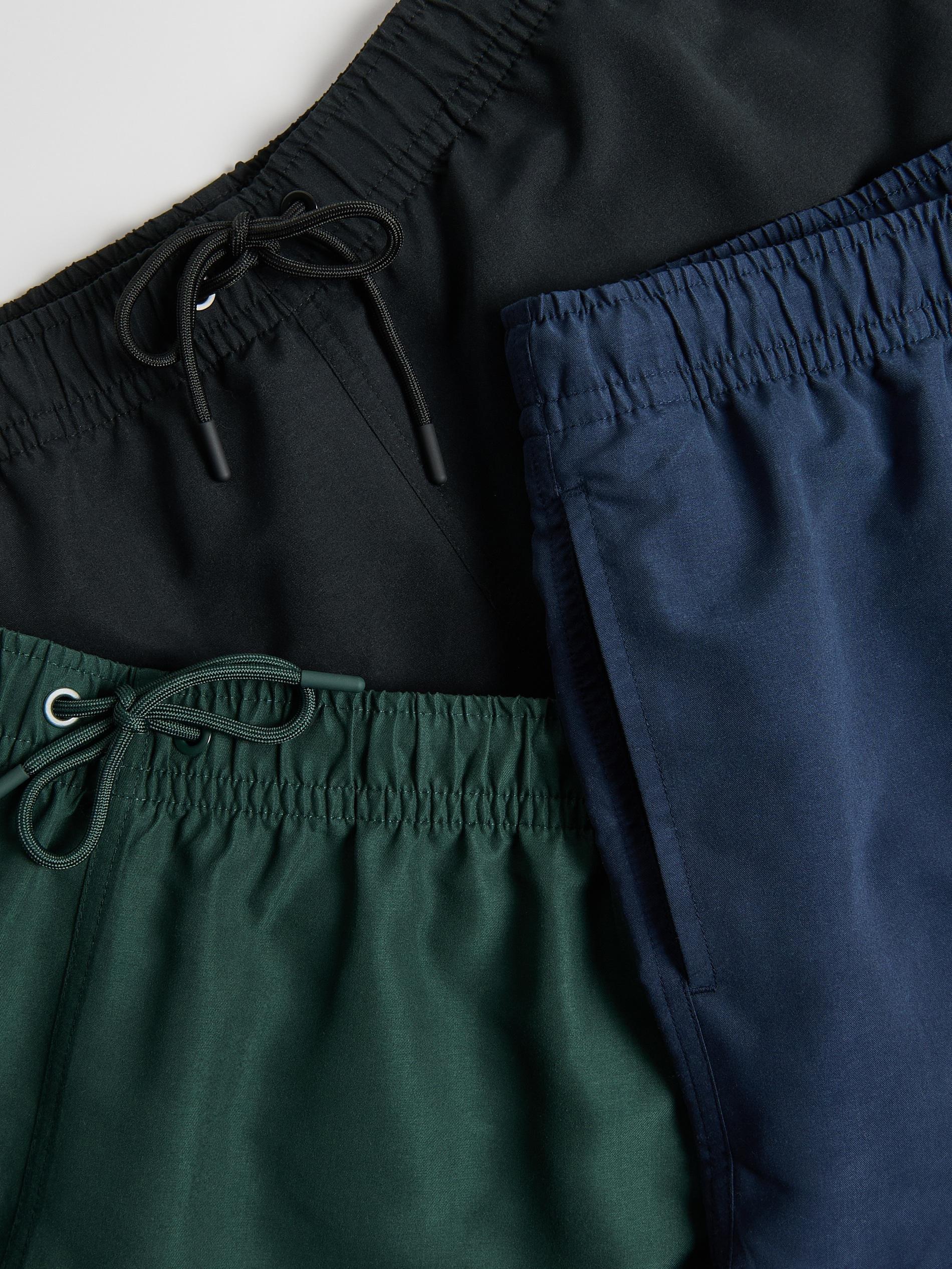 Black Plain Beach Shorts, Black, large image number 1