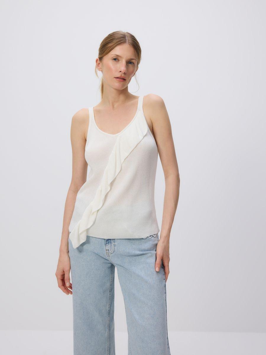 White Ruffle Top, , large image number 1