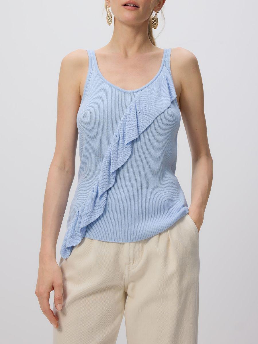 Blue Ruffle Top, , large image number 0