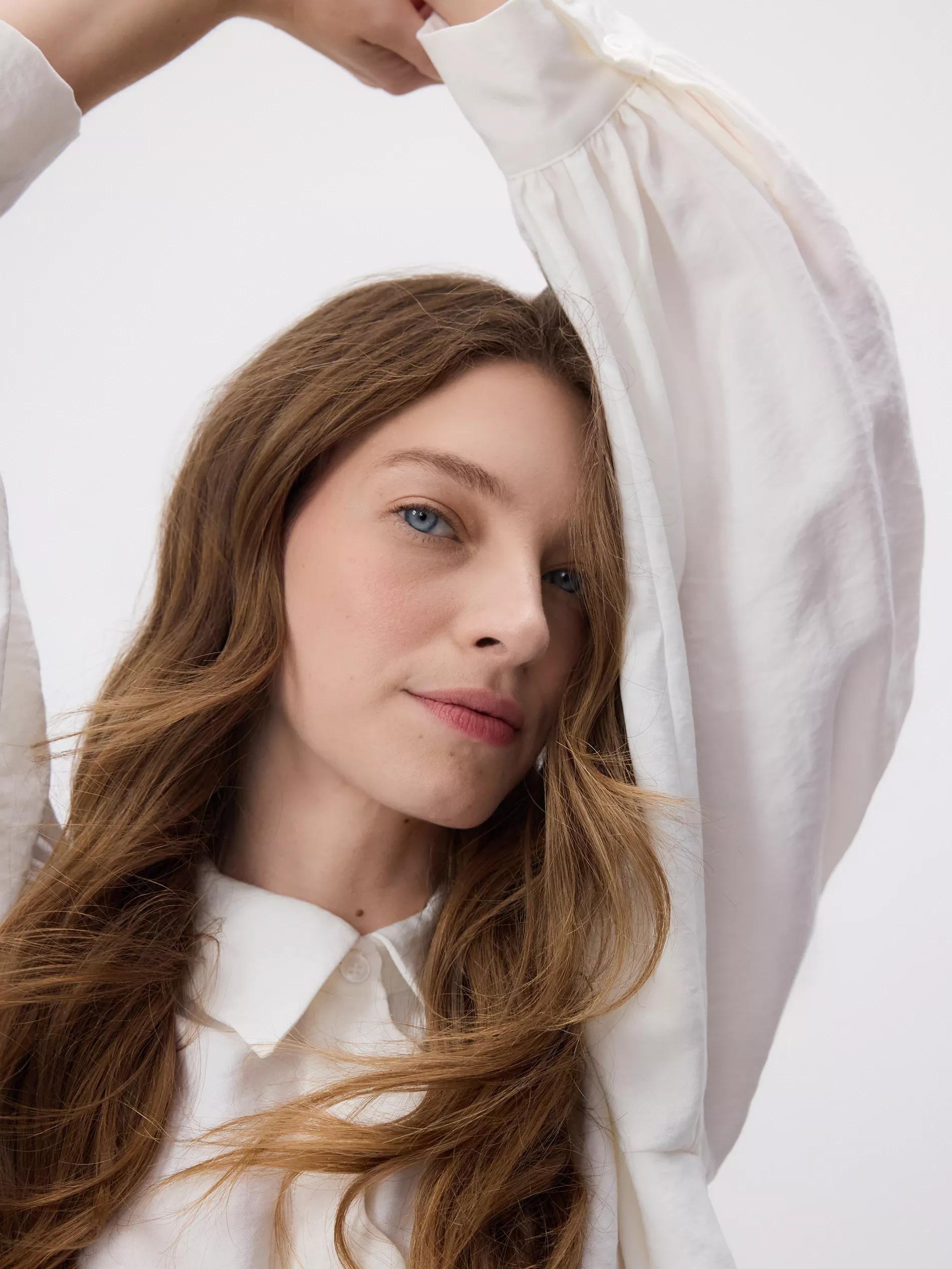 Cream Modal Blend Shirt, Ivory, medium