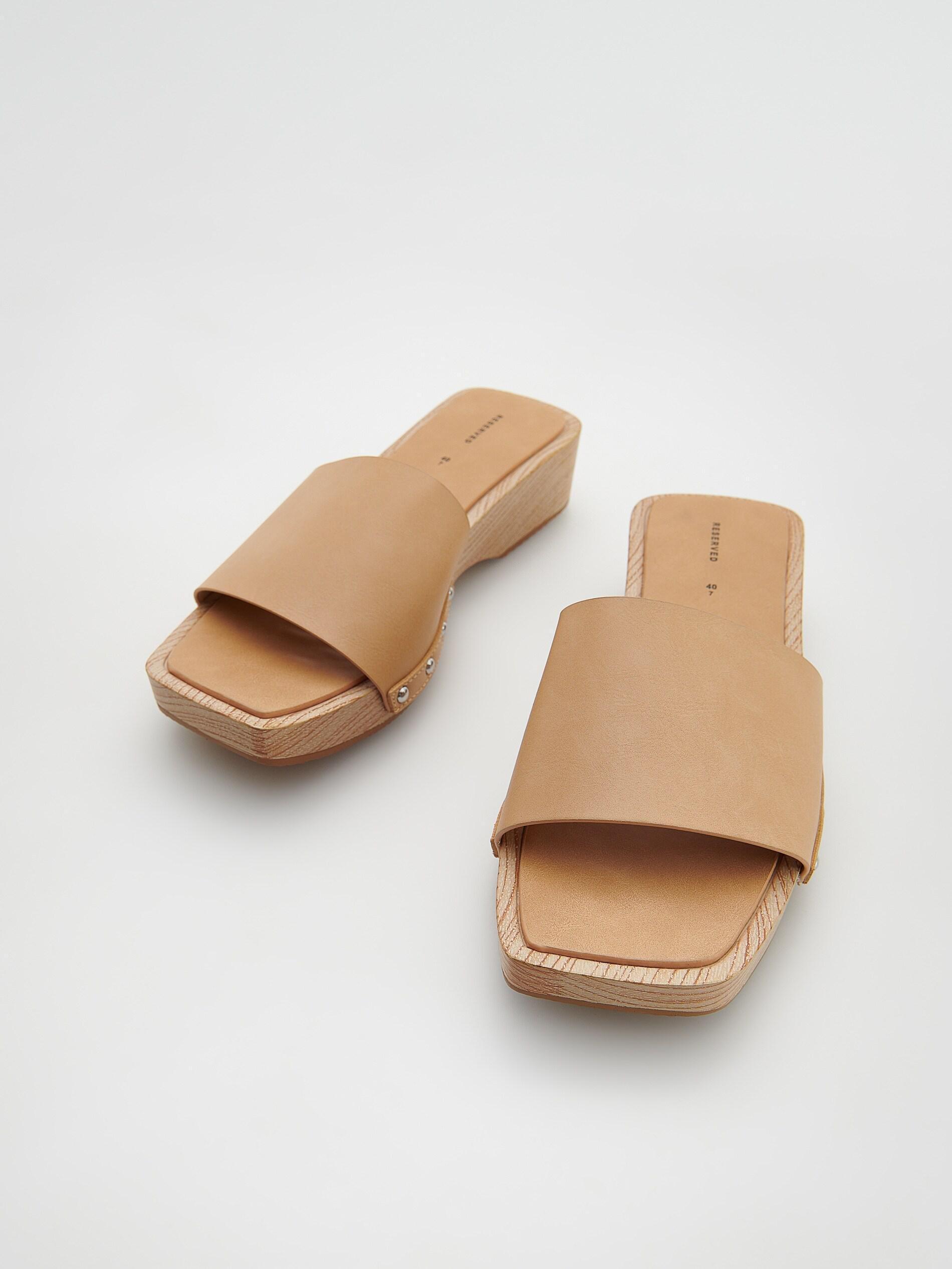 Reserved - Cream Imitation Leather Slippers