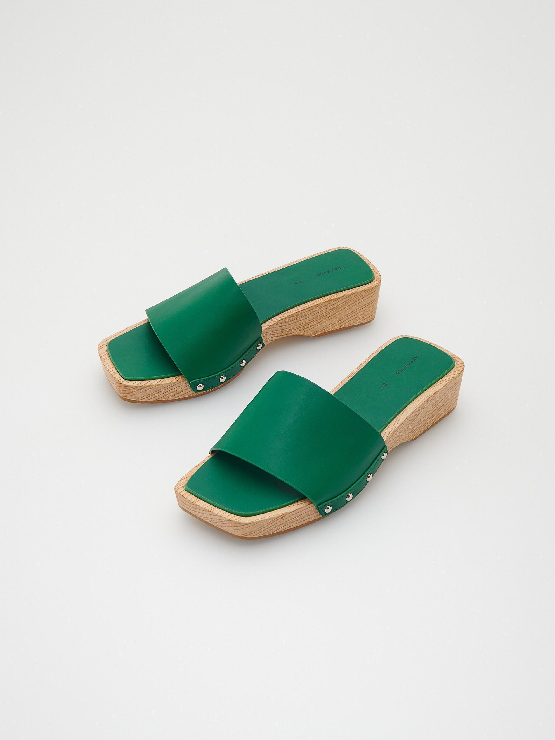 Reserved - Green Leatherette Sliders