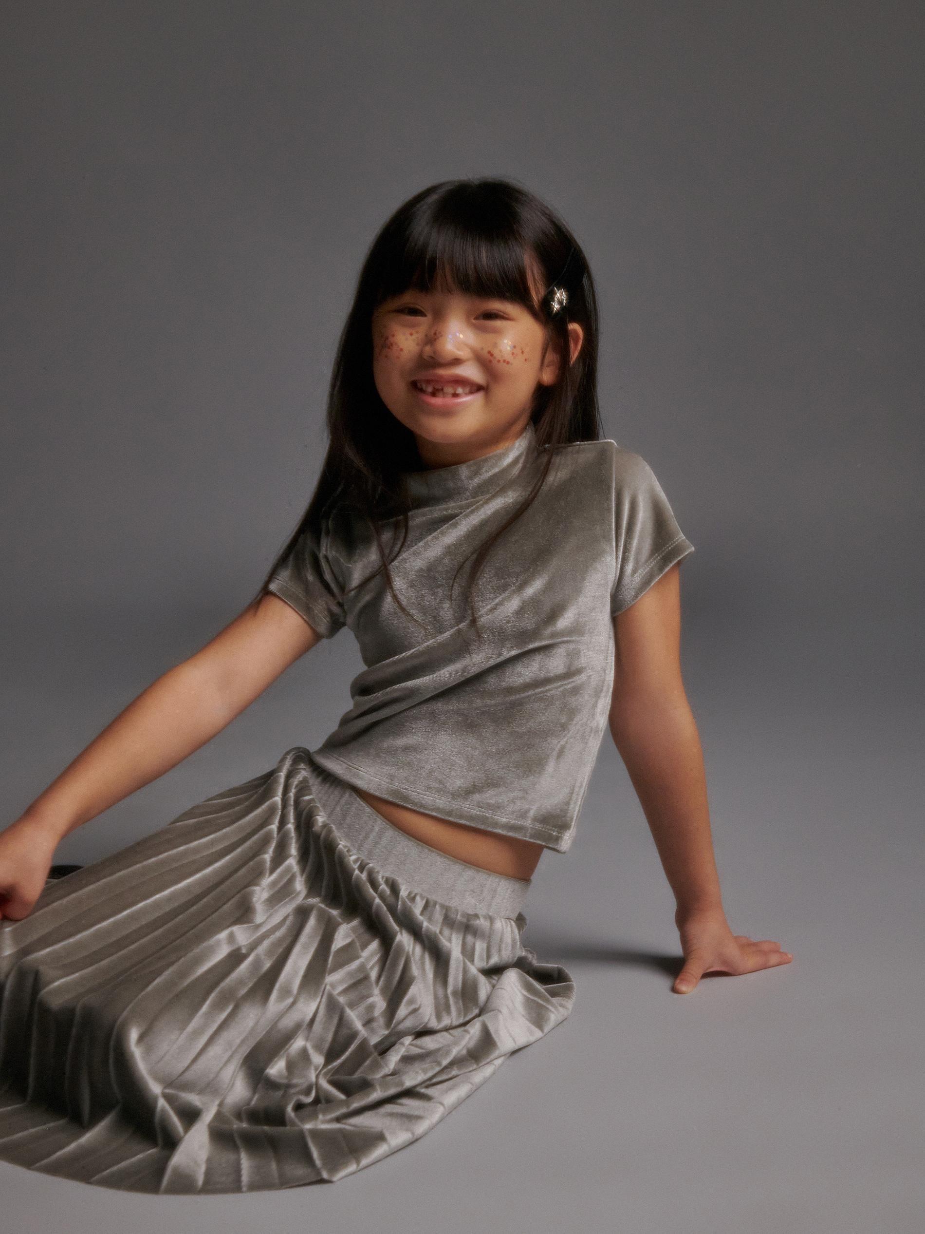 Grey Pleated Skirt, Kids Girls, , large image number 2