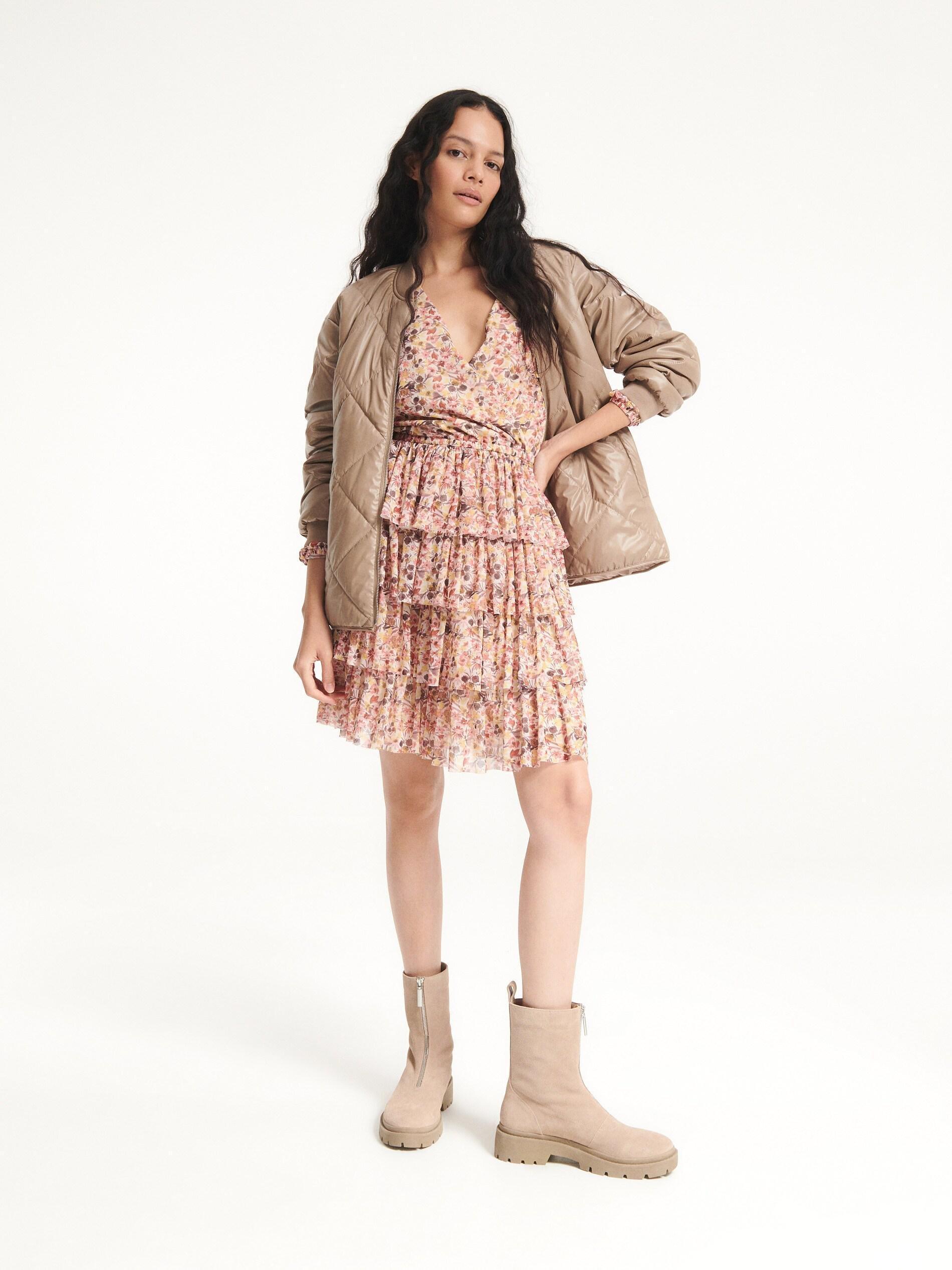 Reserved - Beige Patterned Dress