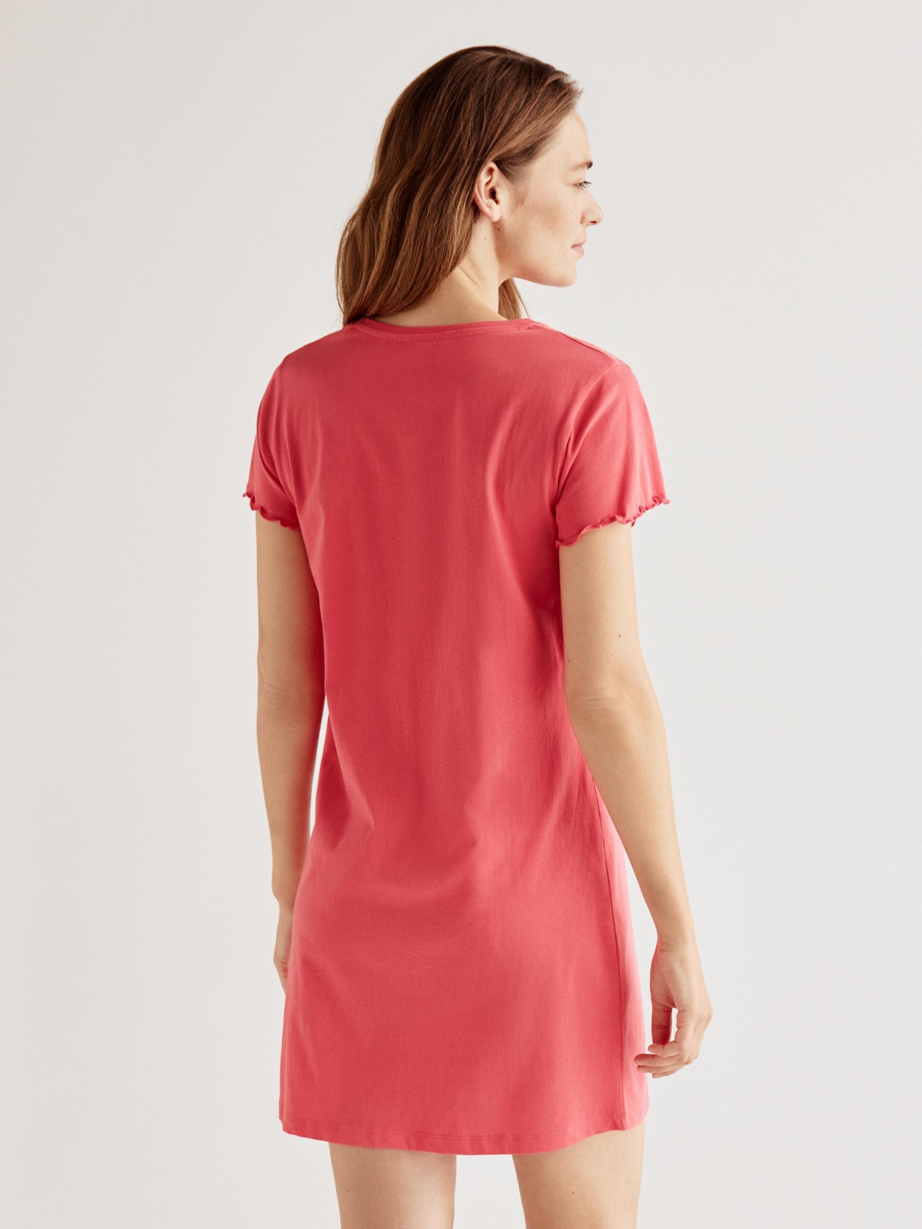 RED Nightdress with openwork embroidery, Red, medium