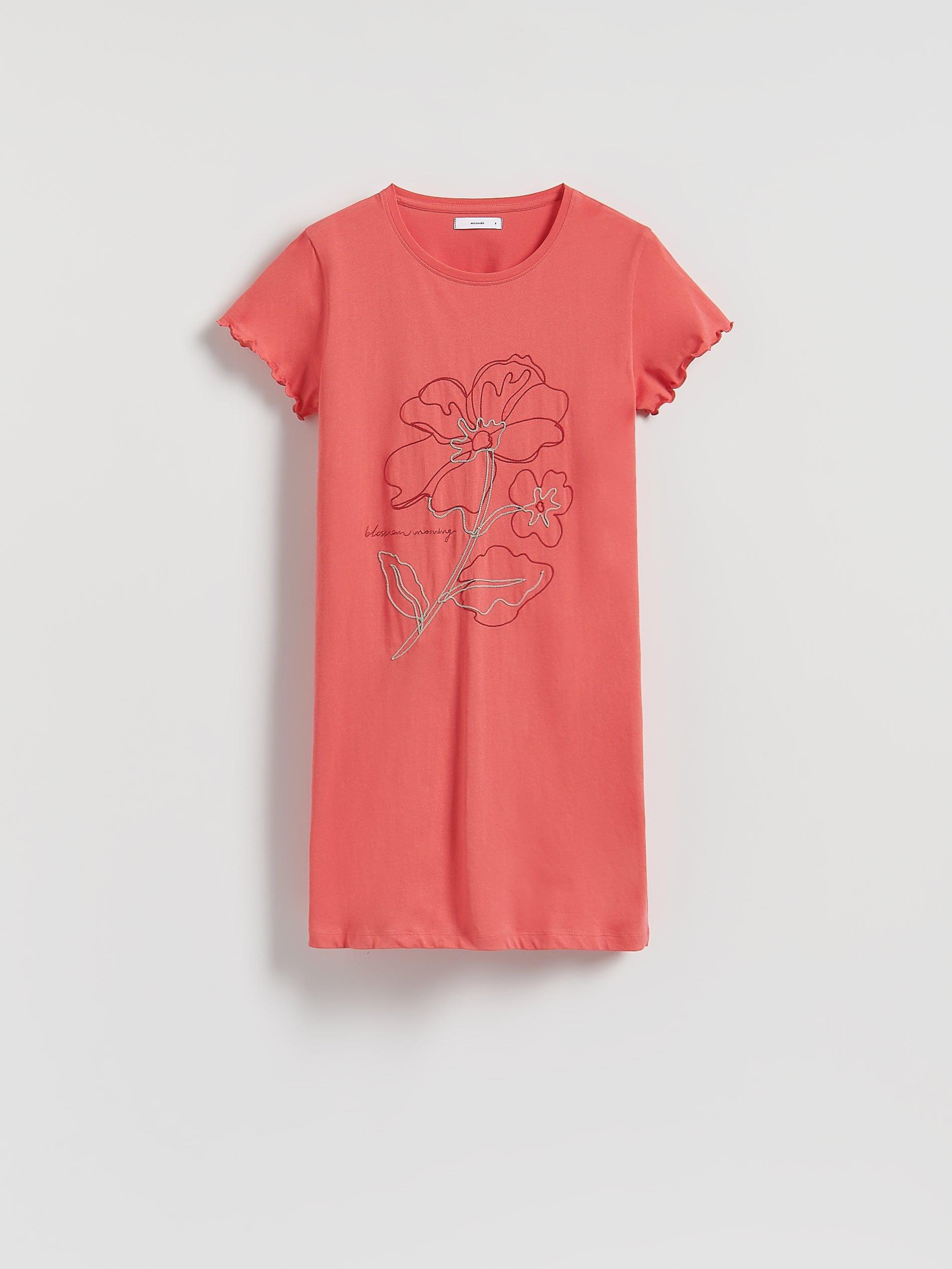 RED Nightdress with openwork embroidery, Red, medium