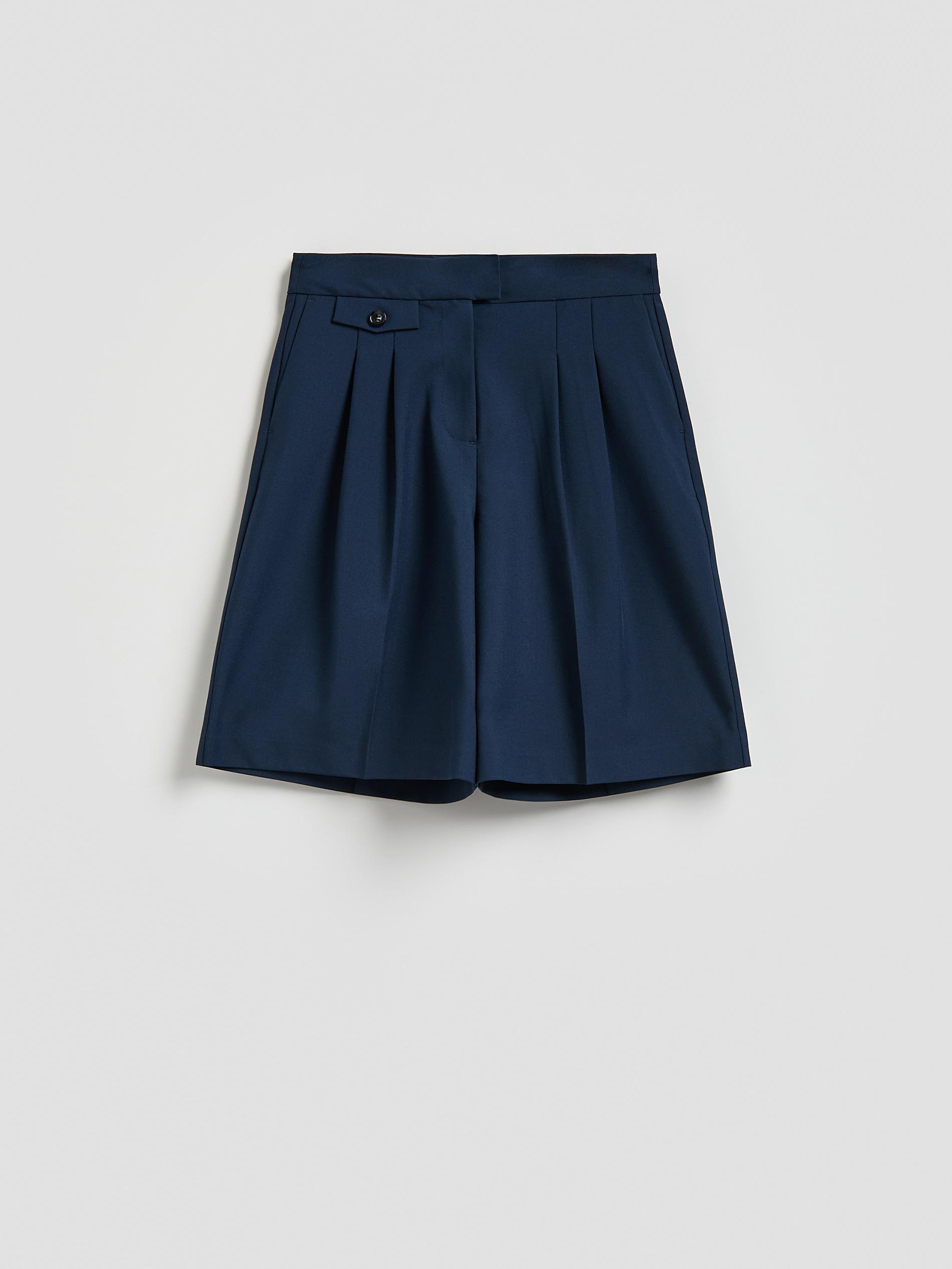 Navy Bermuda Shorts With Pleats, Navy, large image number 2