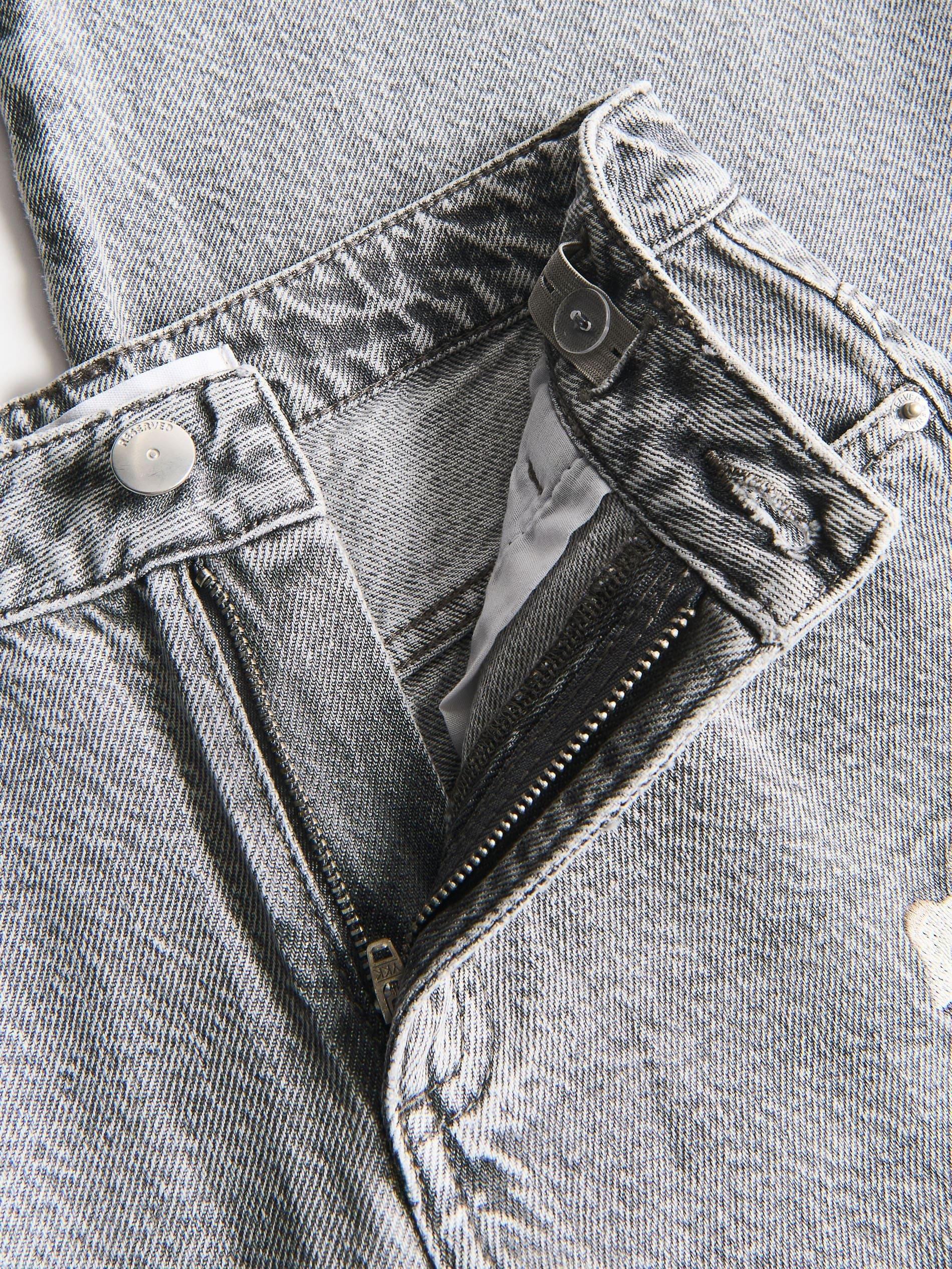 جينز واسع الساق مع تطريز النقشة رمادي, Light grey, large image number 3