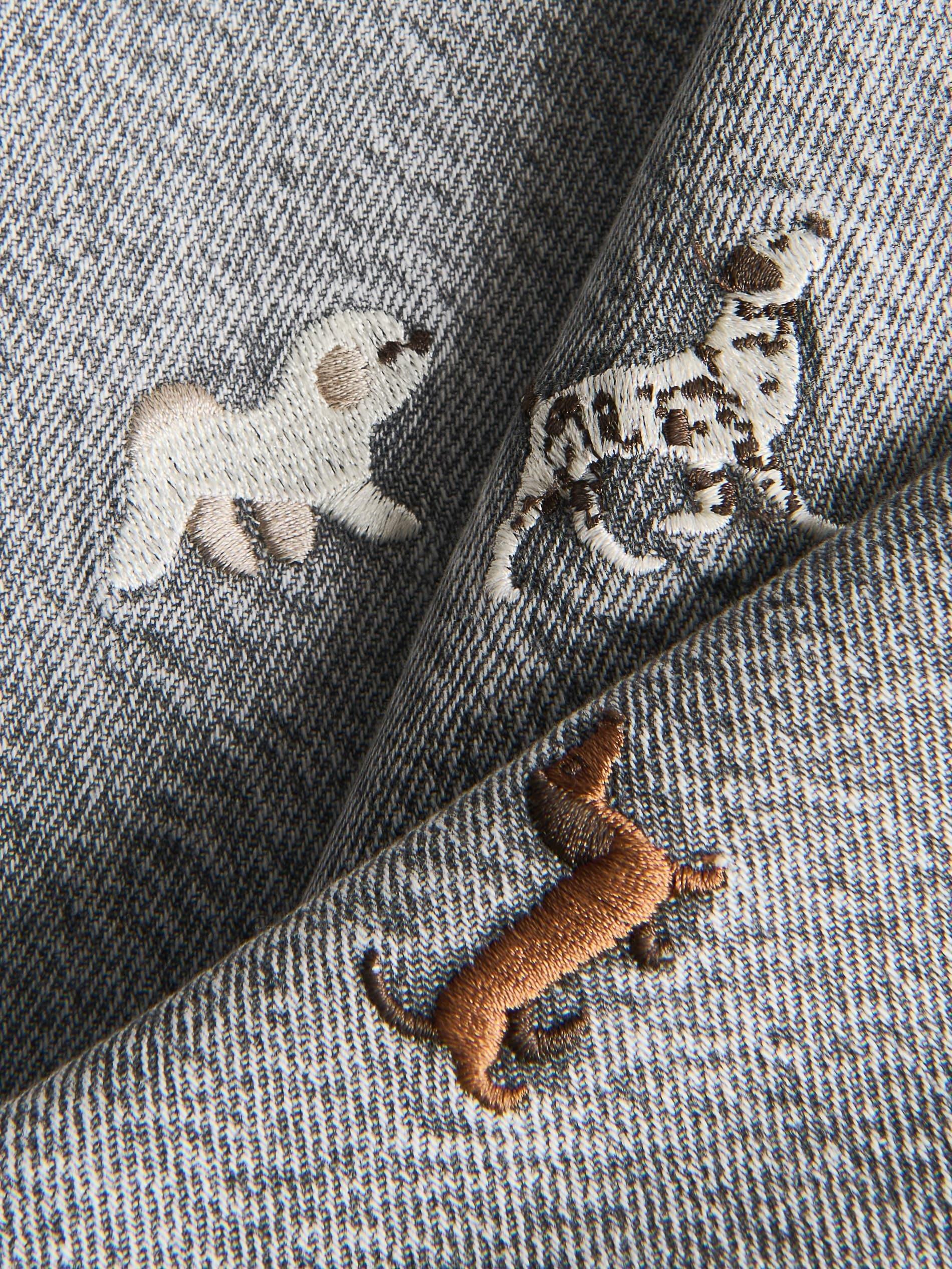 جينز واسع الساق مع تطريز النقشة رمادي, Light grey, large image number 5
