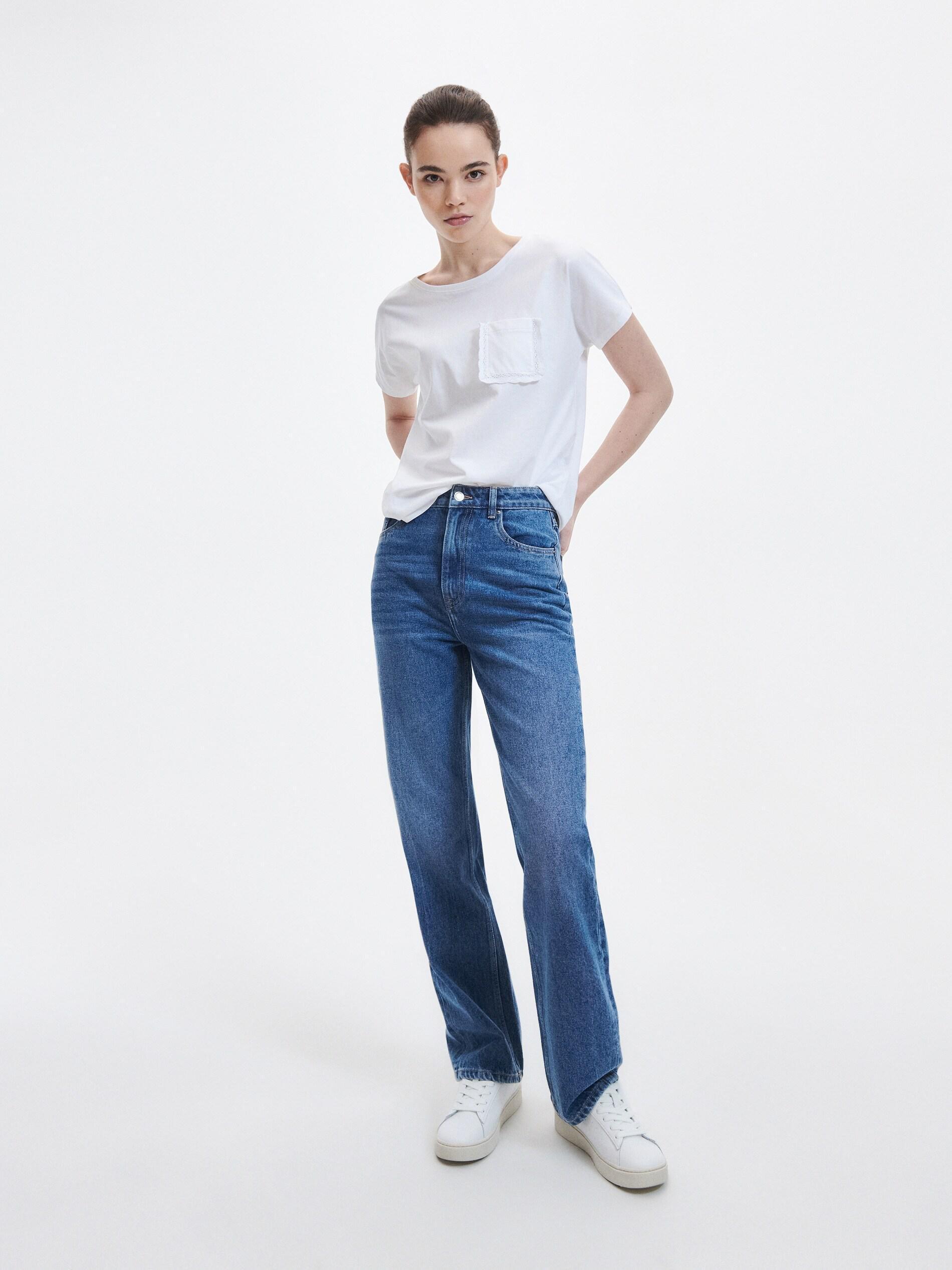 White Regular Fit T-Shirt With Pocket, , large image number 0