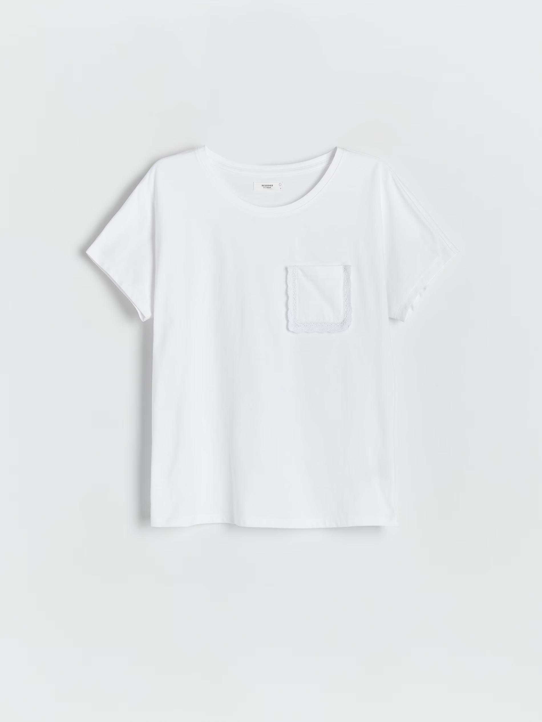 White Regular Fit T-Shirt With Pocket, , large image number 5