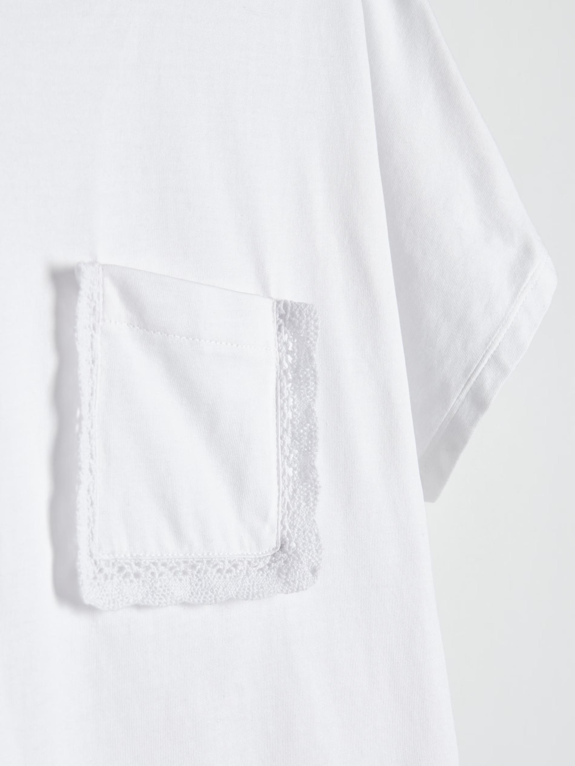 White Regular Fit T-Shirt With Pocket, , large image number 6