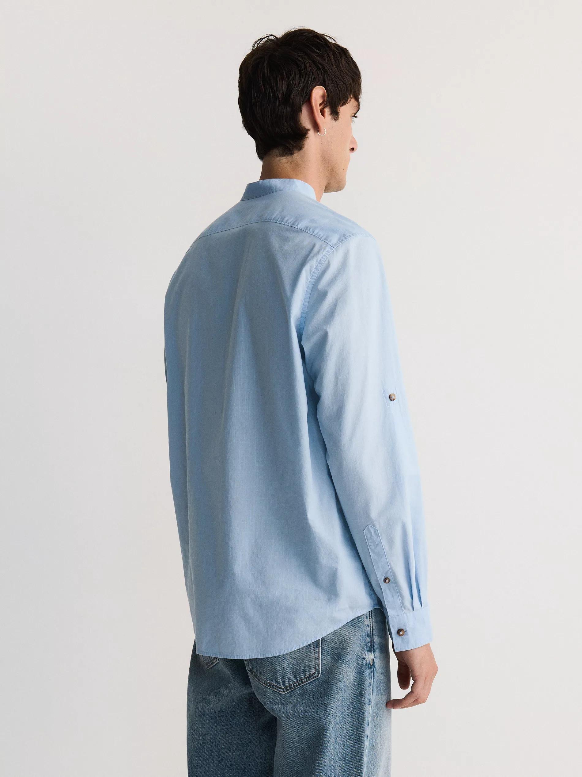 Blue Stand-Up Collar Shirt, , large image number 1