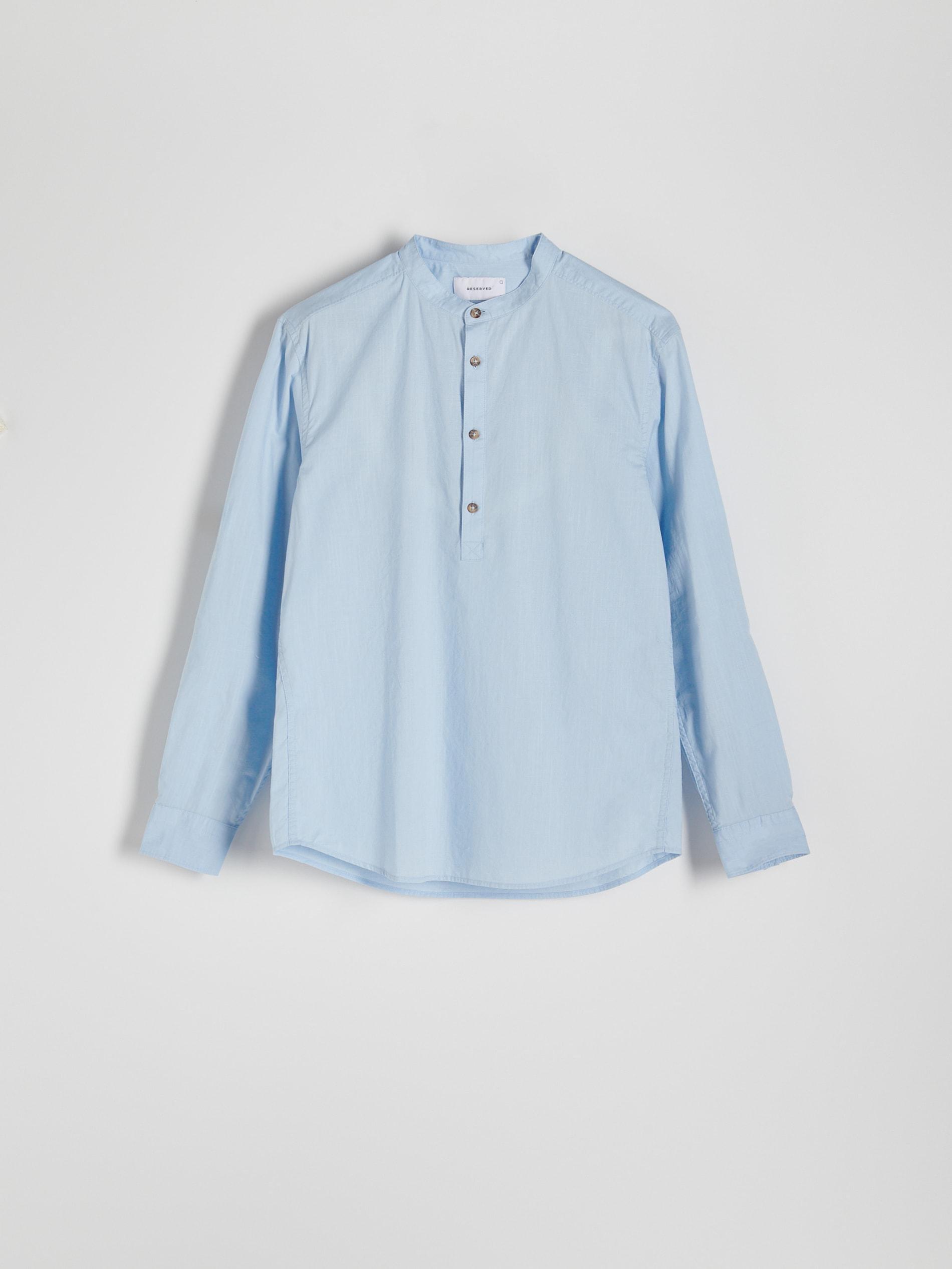 Blue Stand-Up Collar Shirt, , large image number 3