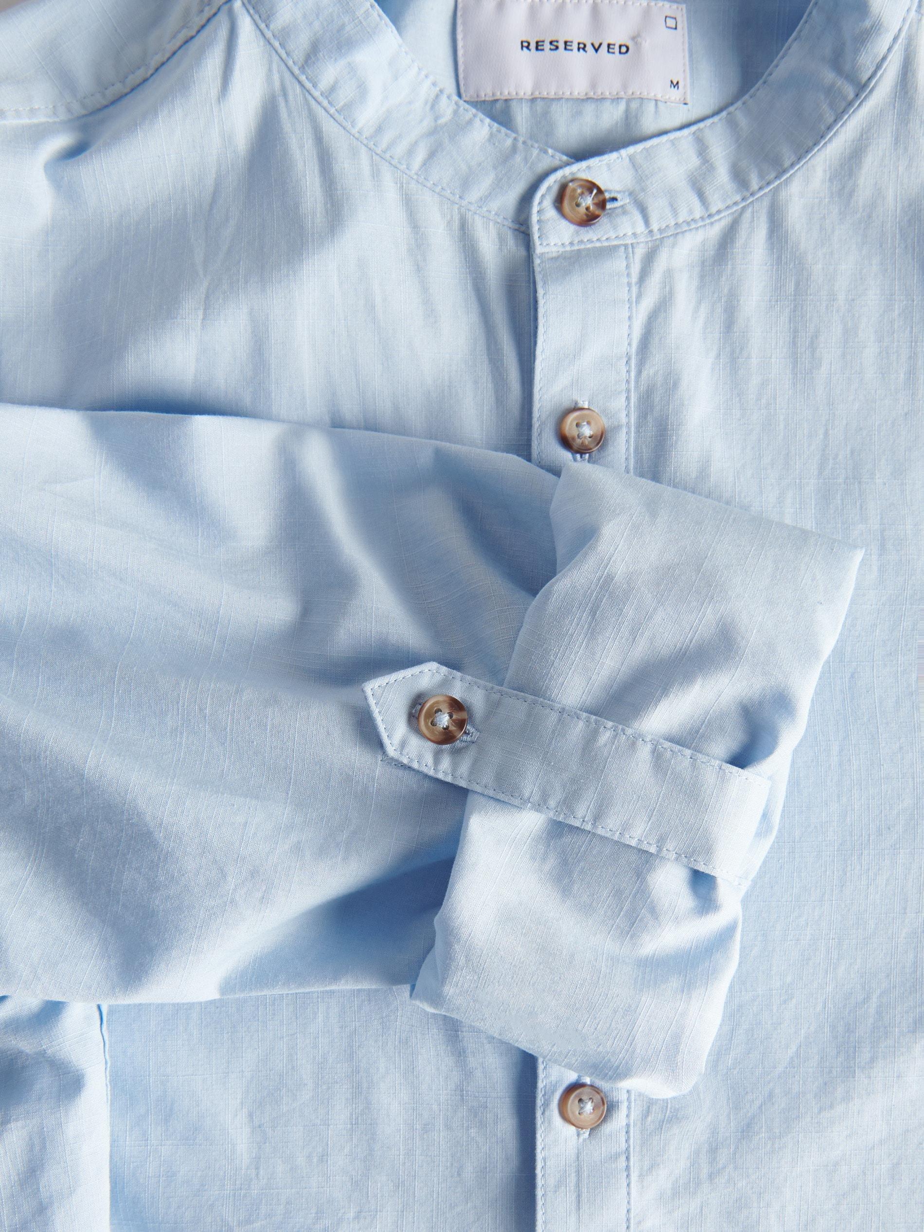 Blue Stand-Up Collar Shirt, , large image number 5