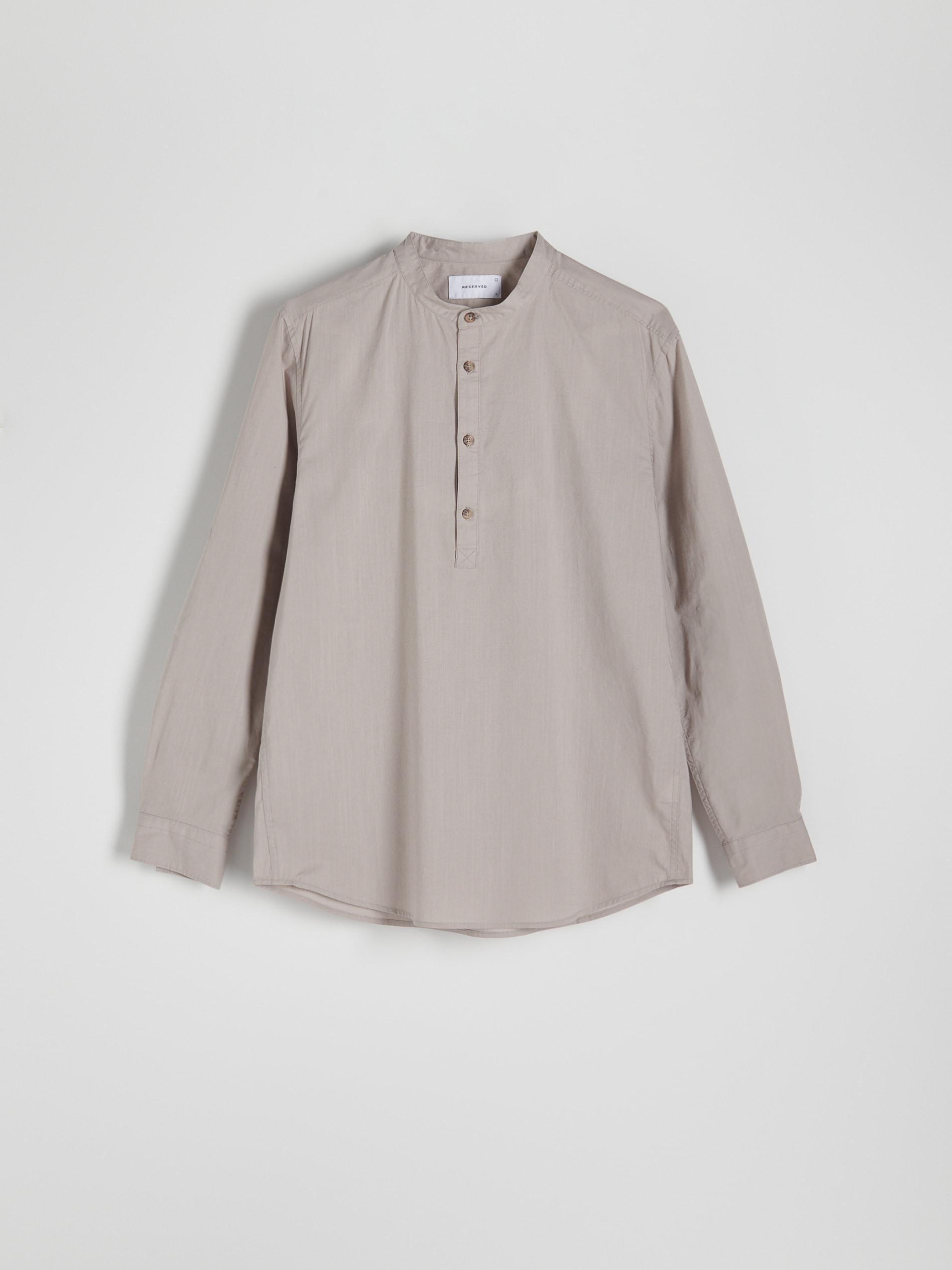 Beige Stand-Up Collar Shirt, , large image number 3