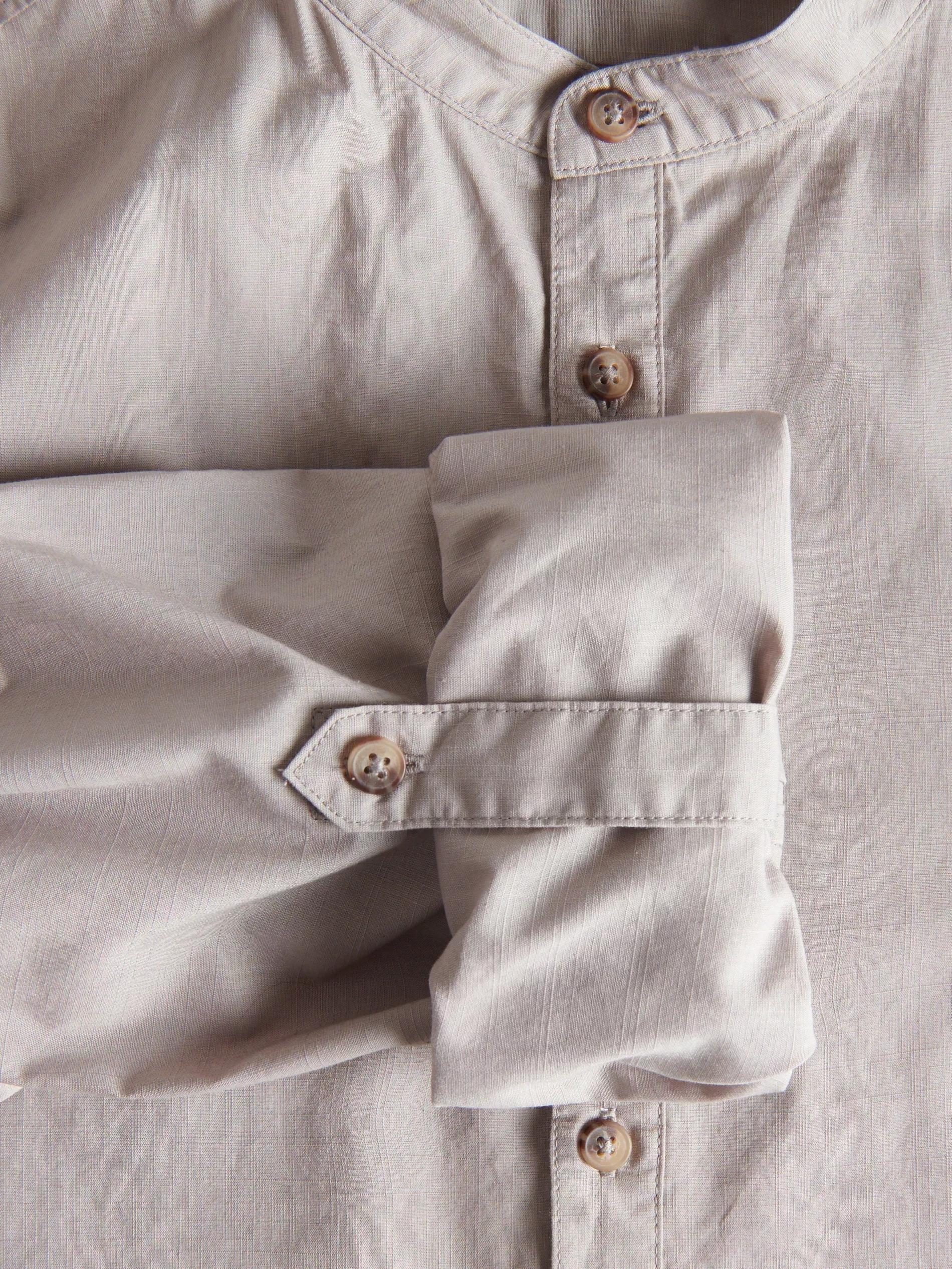 Beige Stand-Up Collar Shirt, , large image number 5