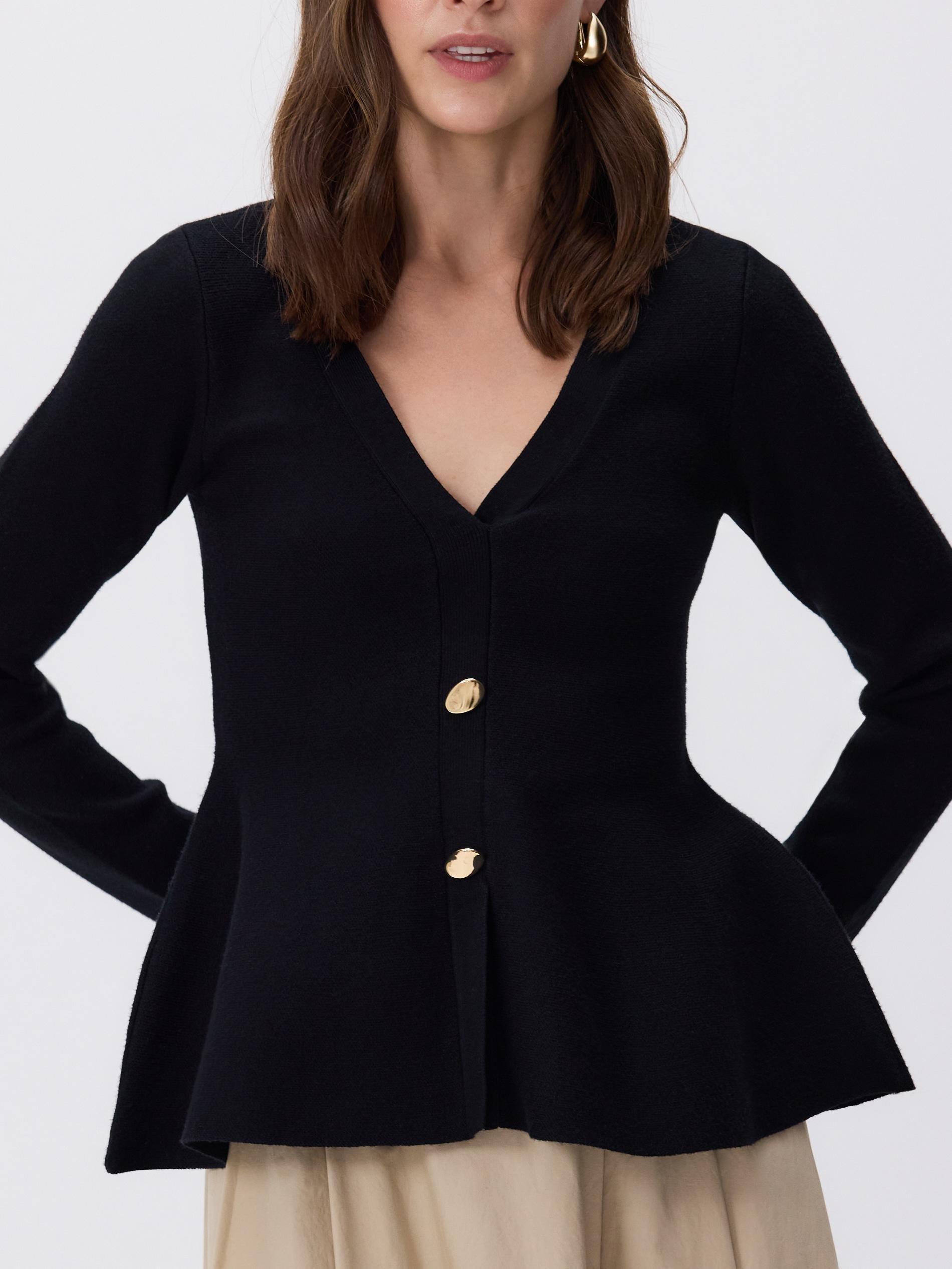 كنزة سوداء بأزرار ديكورية, Black, large image number 0