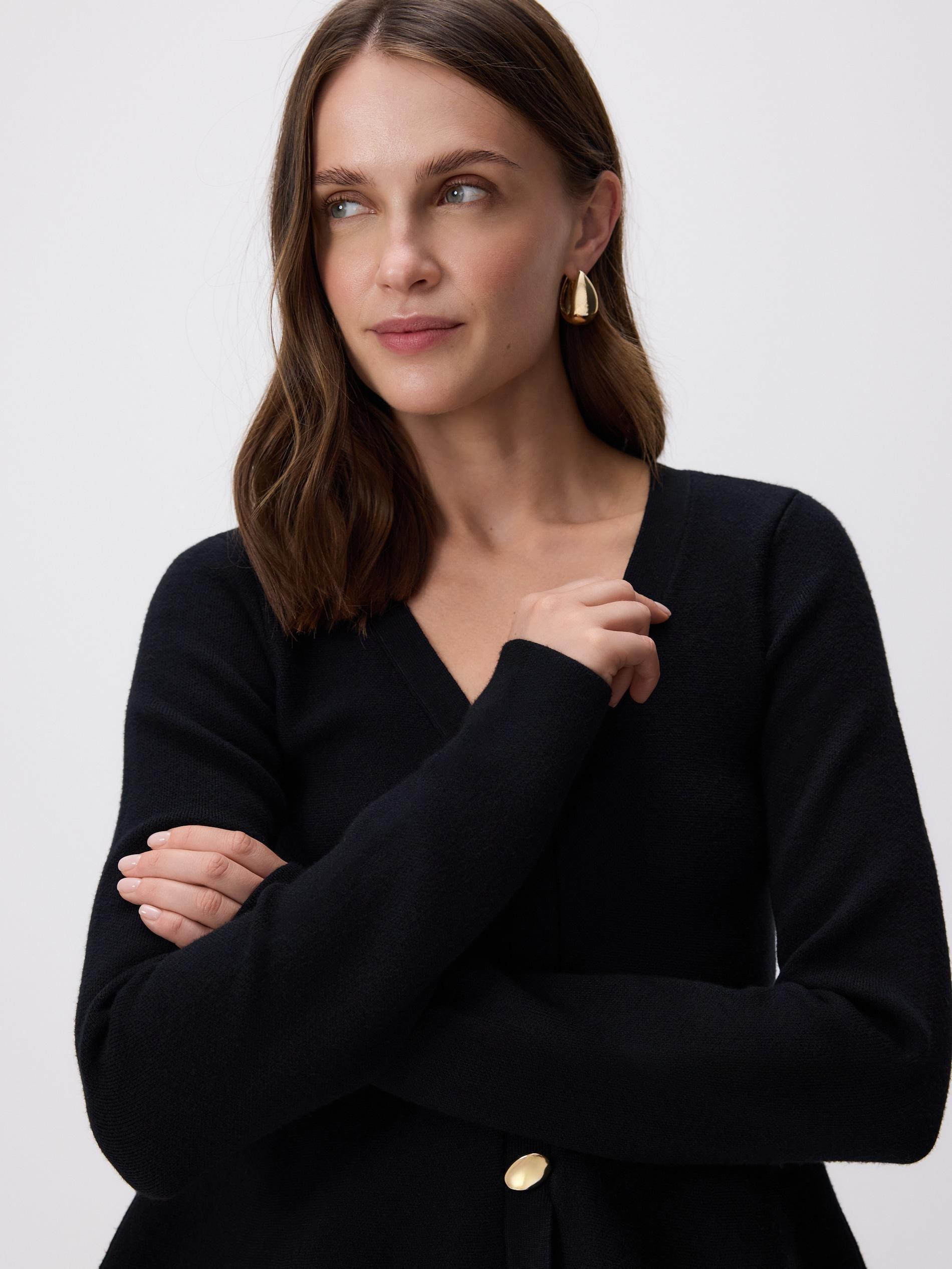 كنزة سوداء بأزرار ديكورية, Black, large image number 2