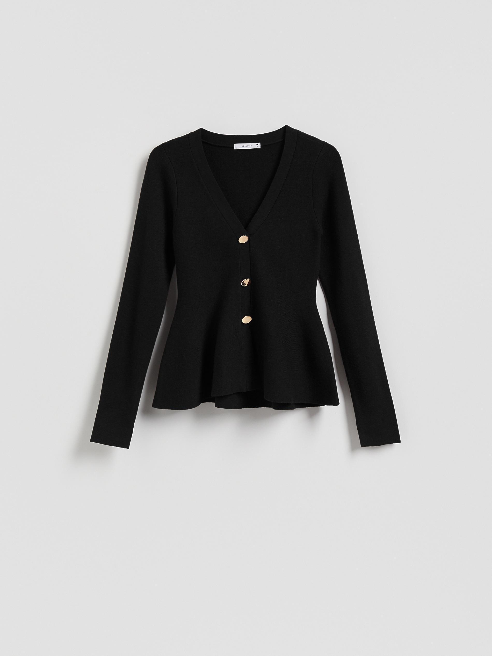 كنزة سوداء بأزرار ديكورية, Black, large image number 4