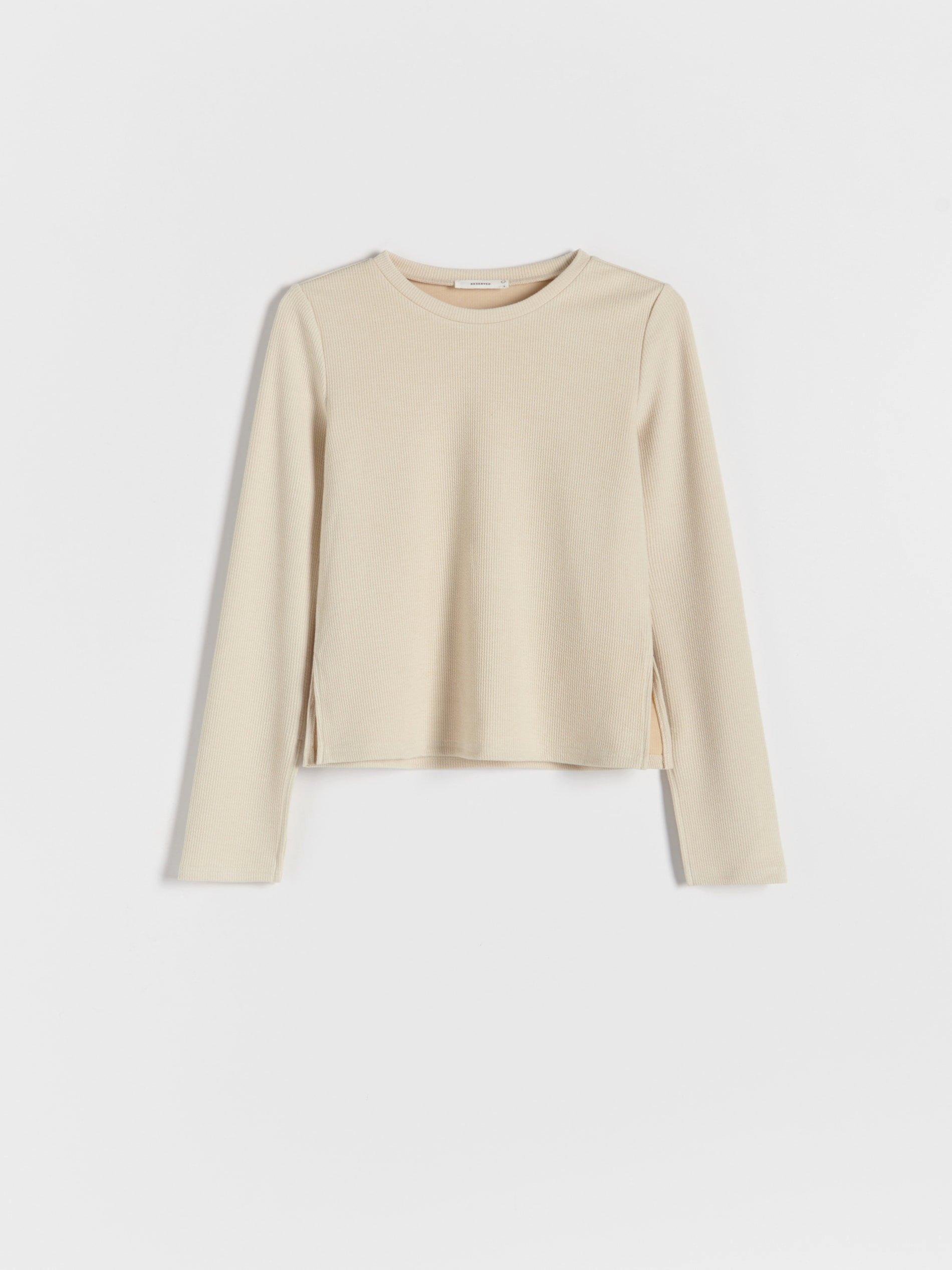 Reserved - Beige Rib Knit Jersey Blouse