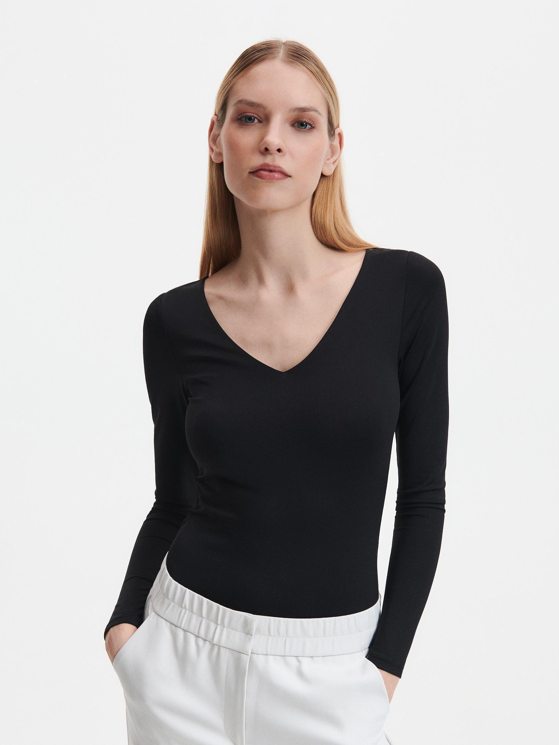 Black Slim Fit Top, , large image number 0