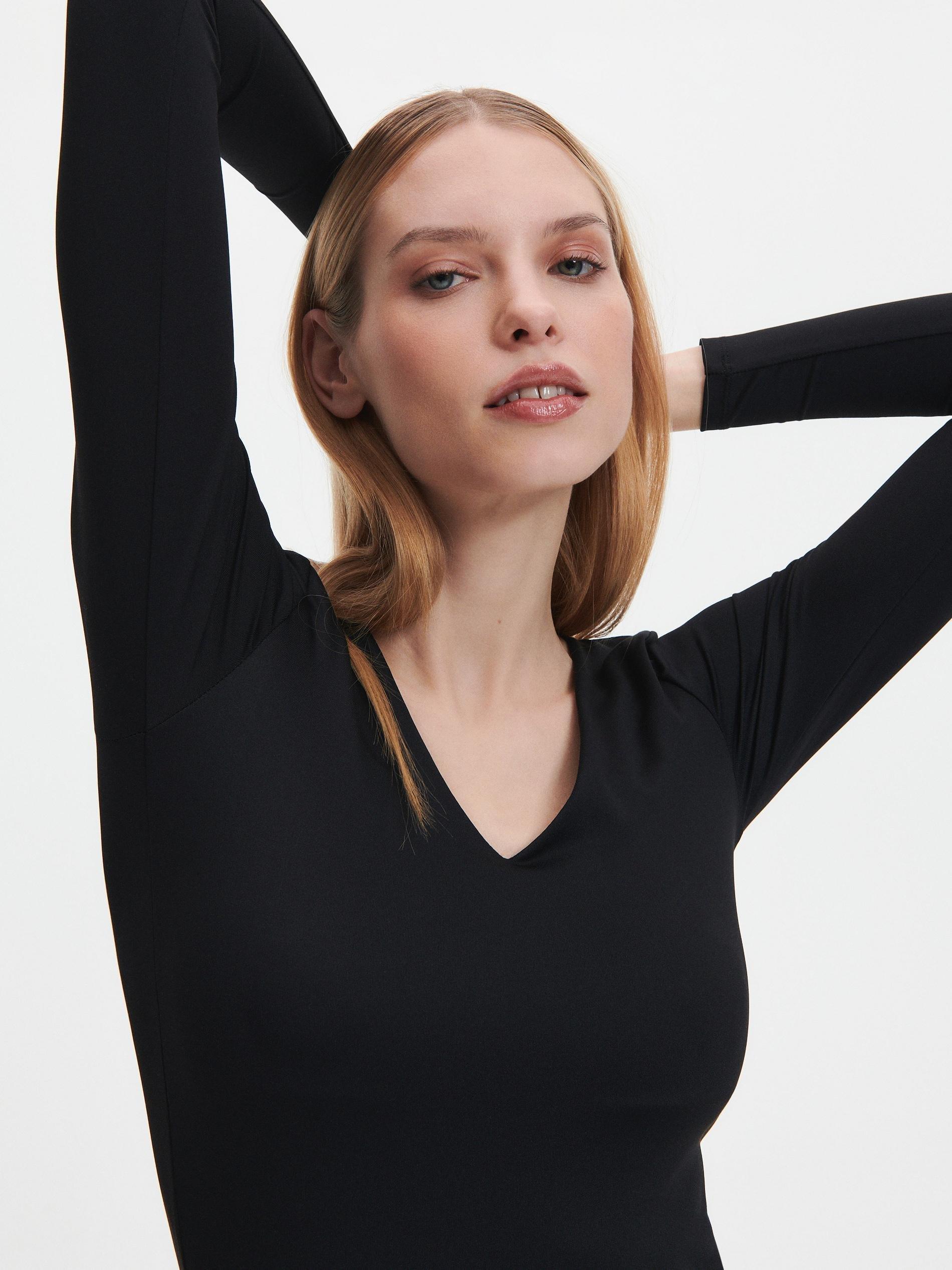 Black Slim Fit Top, , large image number 2