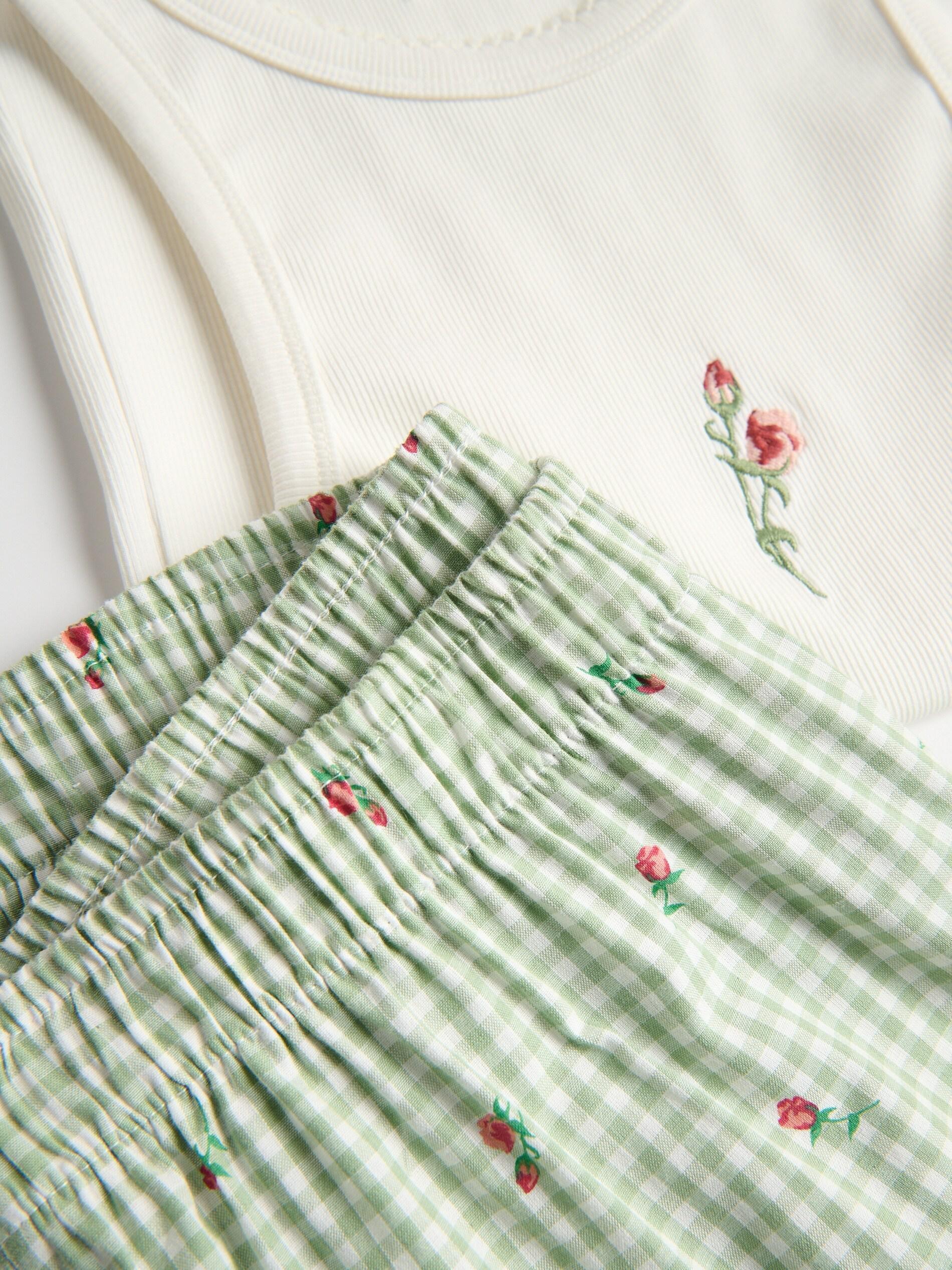 Green Two Piece Pyjama Set With Embroidery, Green, medium