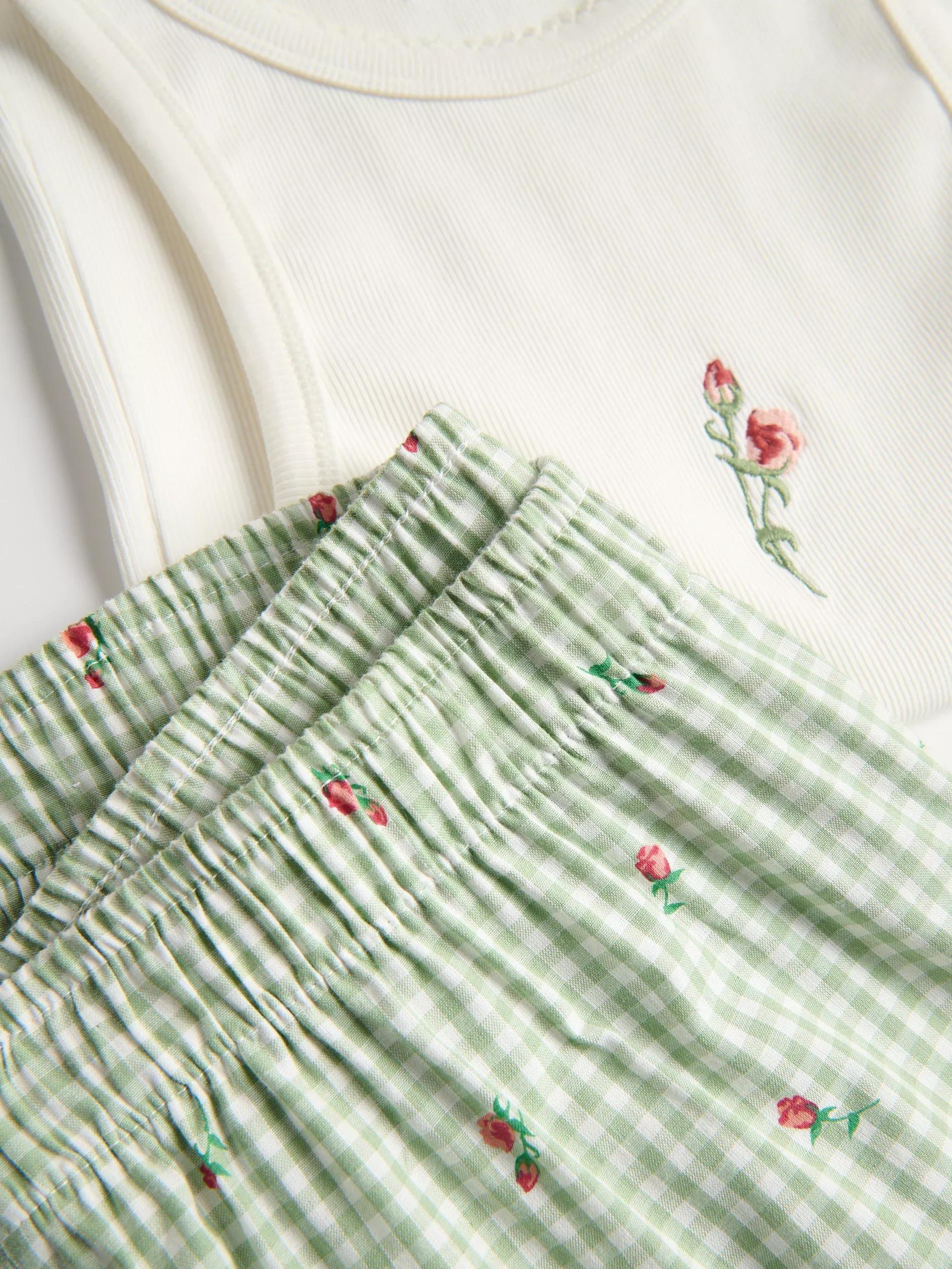 Green Two Piece Pyjama Set With Embroidery, Green, large image number 4