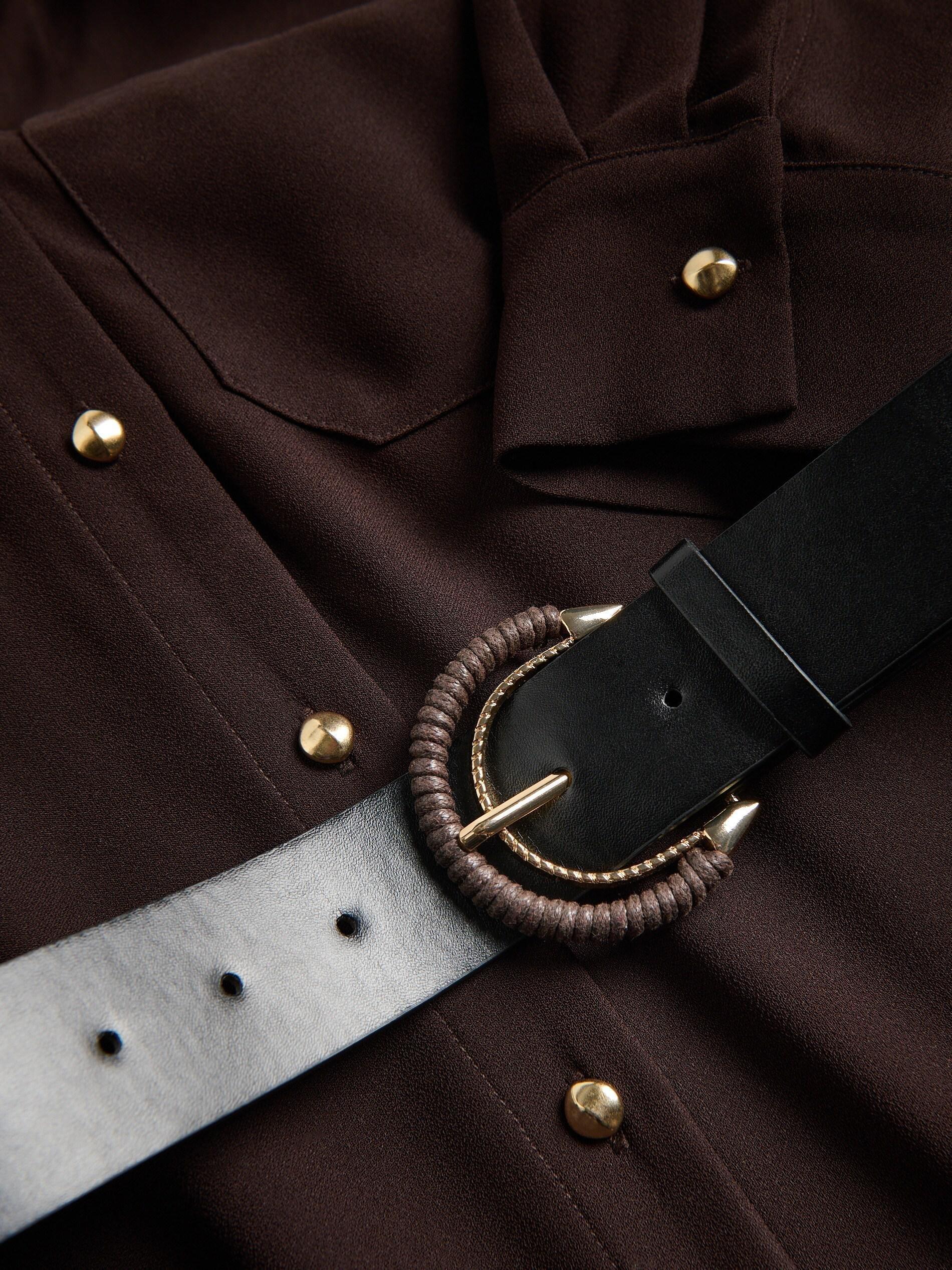 Brown Belted Dress, Brown, large image number 5