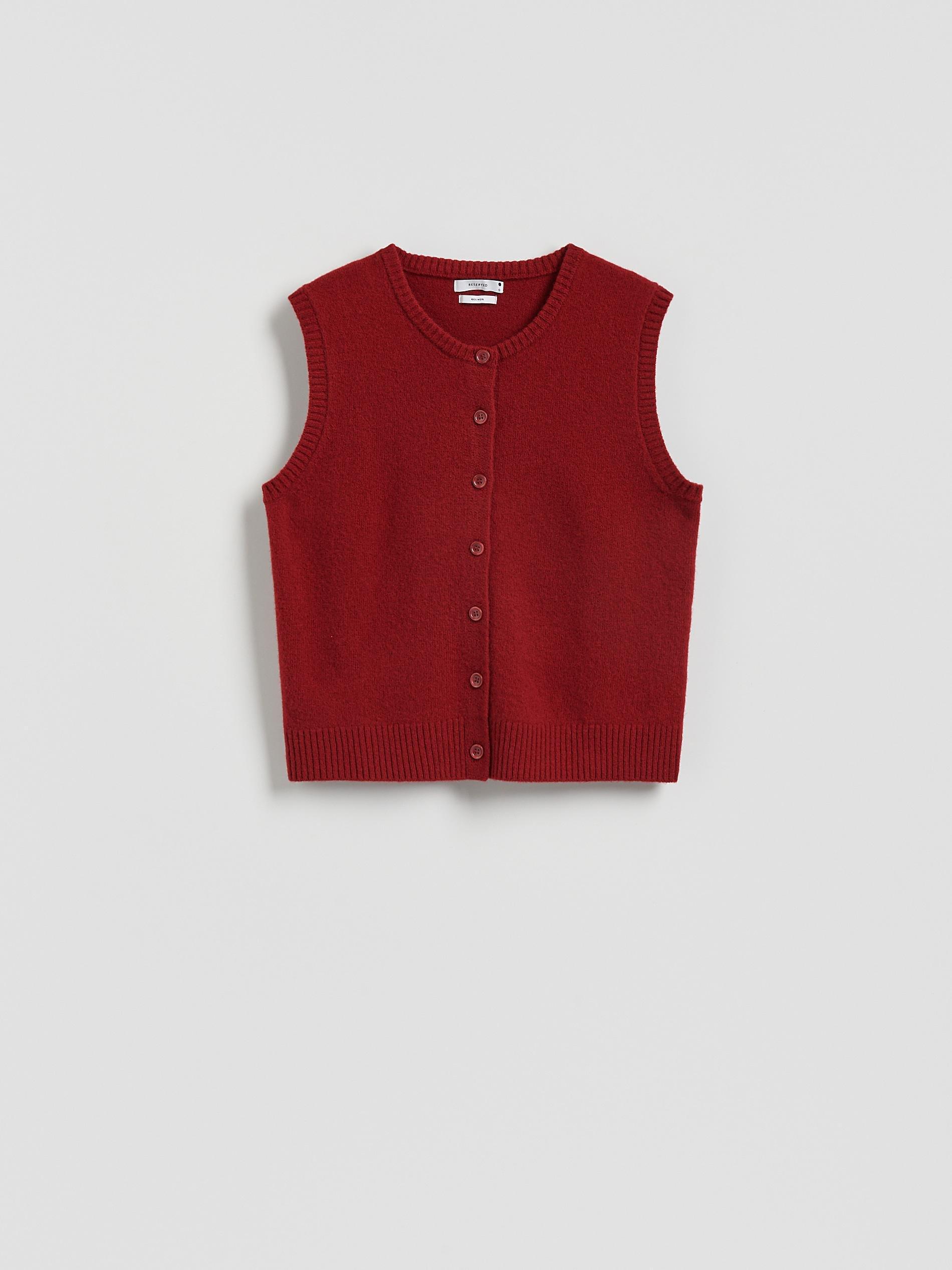 Burgundy Wool Vest, , large image number 0