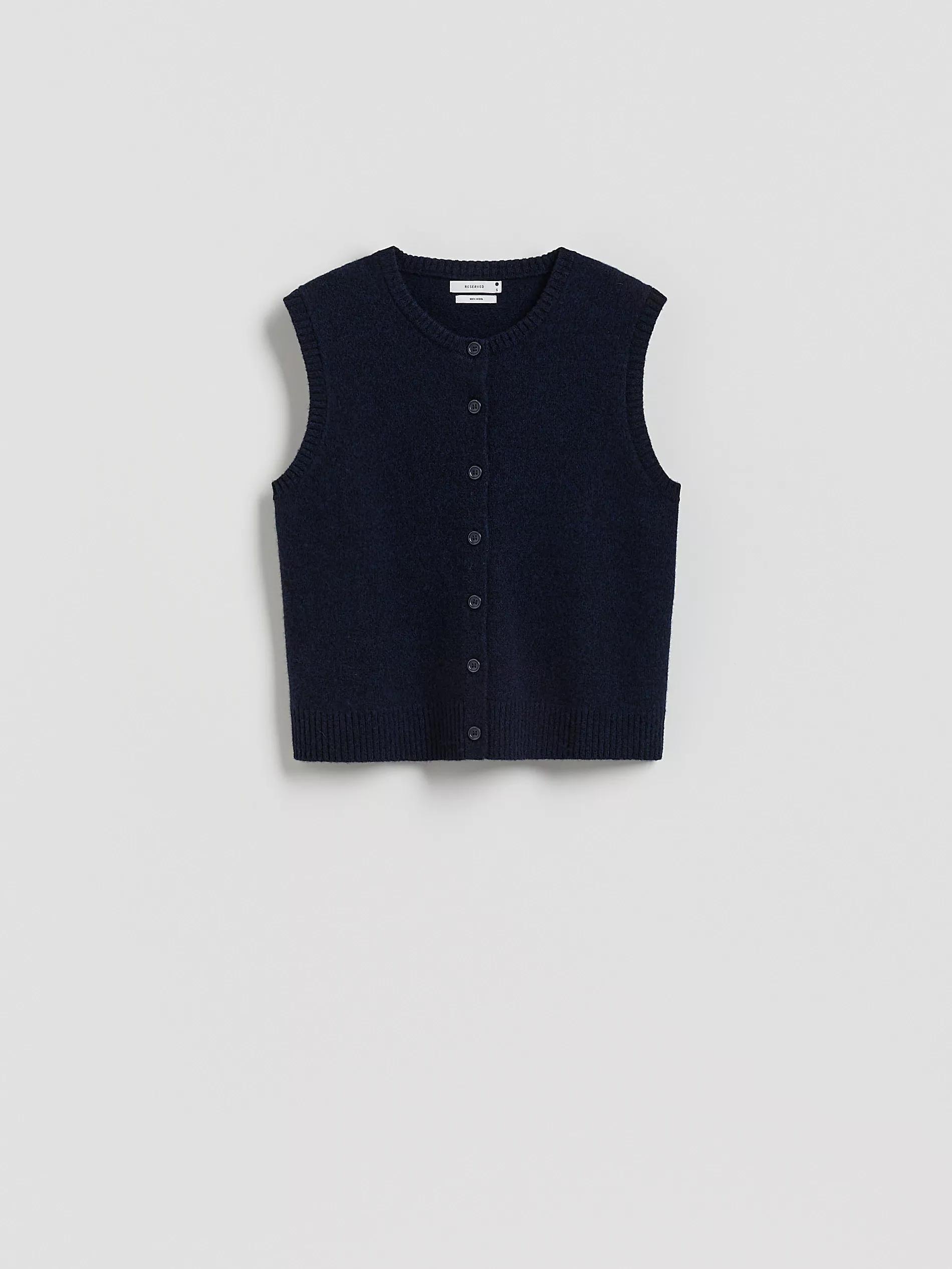 Navy Wool Vest, , large image number 0