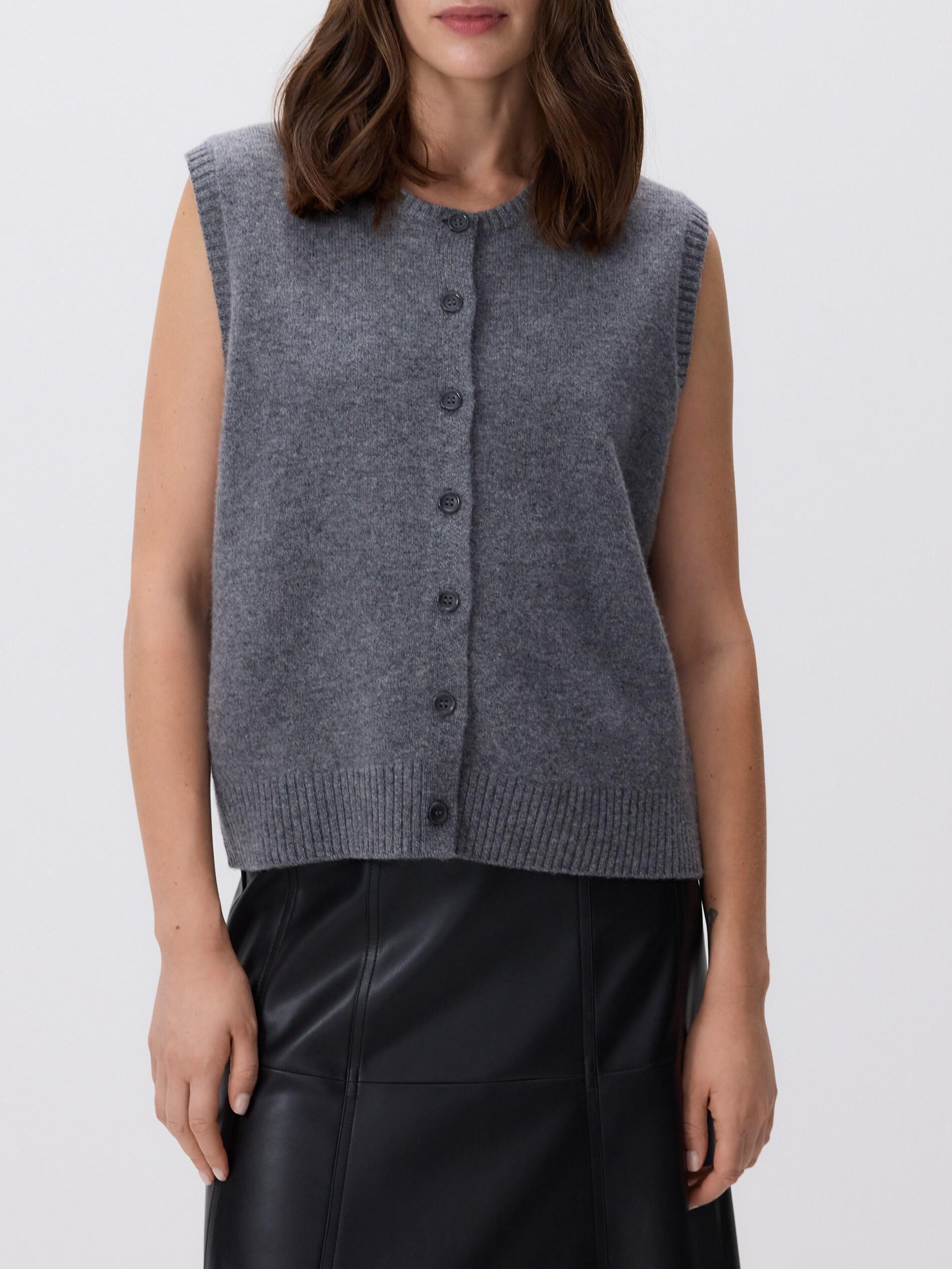 MID GREY Wool vest, Grey, medium