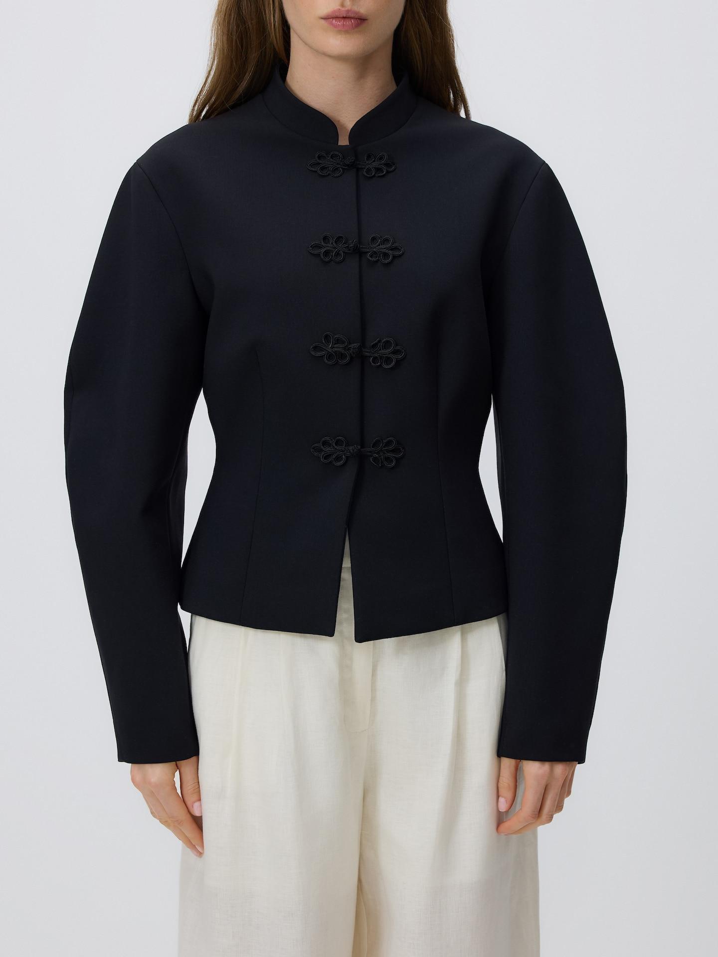 Black Blazer With Decorative Buttons, Black, medium