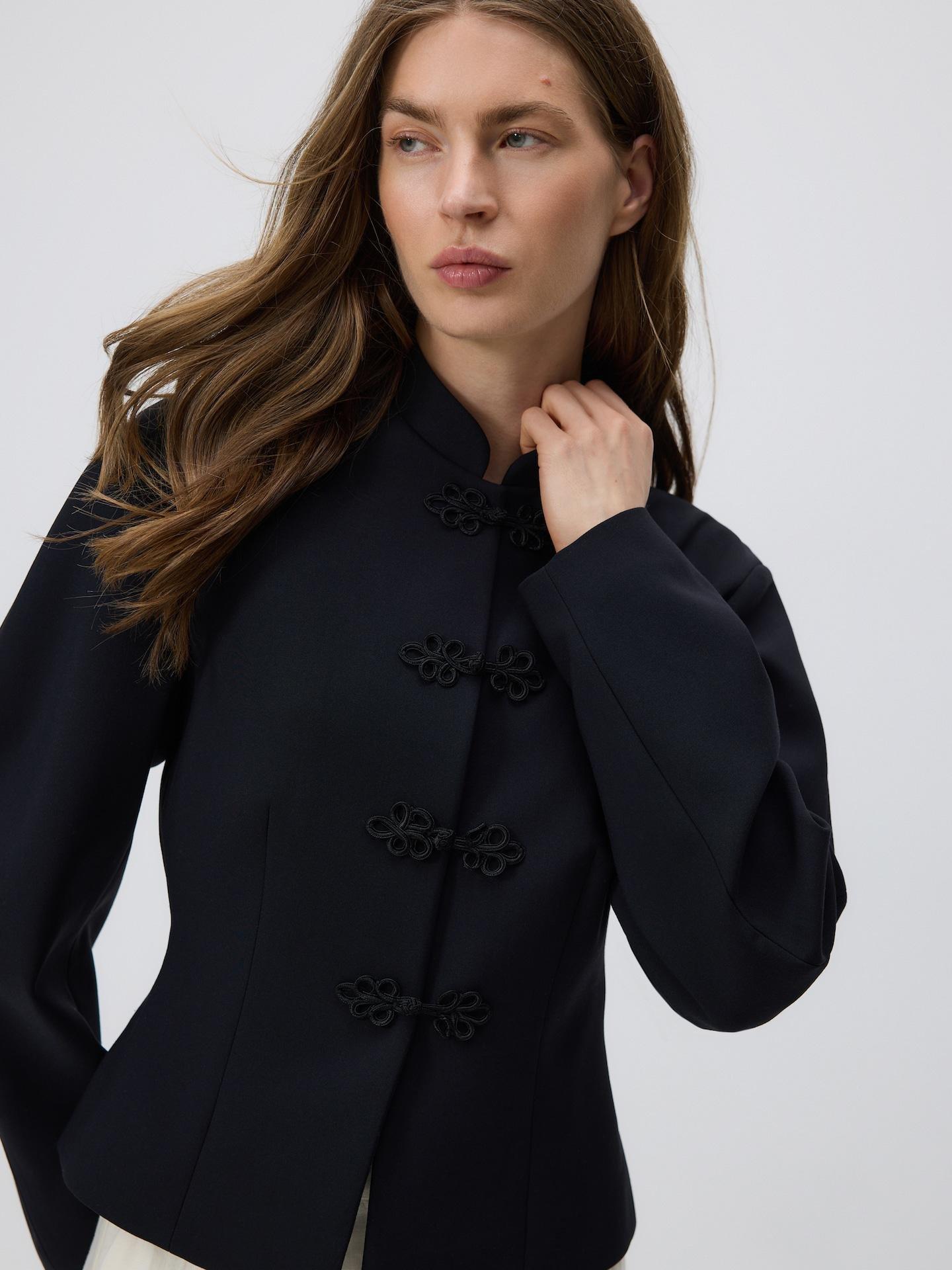 Black Blazer With Decorative Buttons, Black, large image number 3
