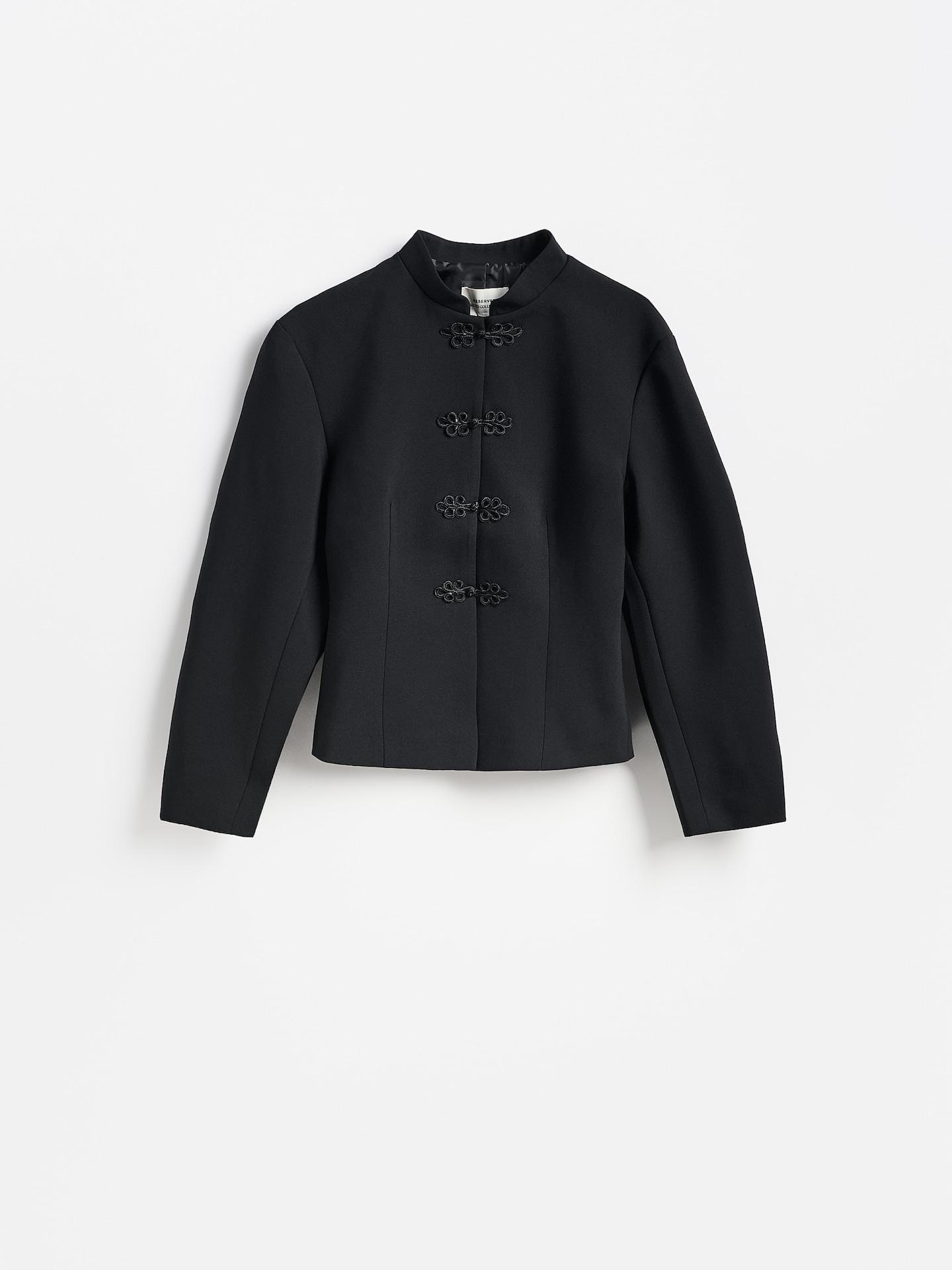 Black Blazer With Decorative Buttons, Black, large image number 4