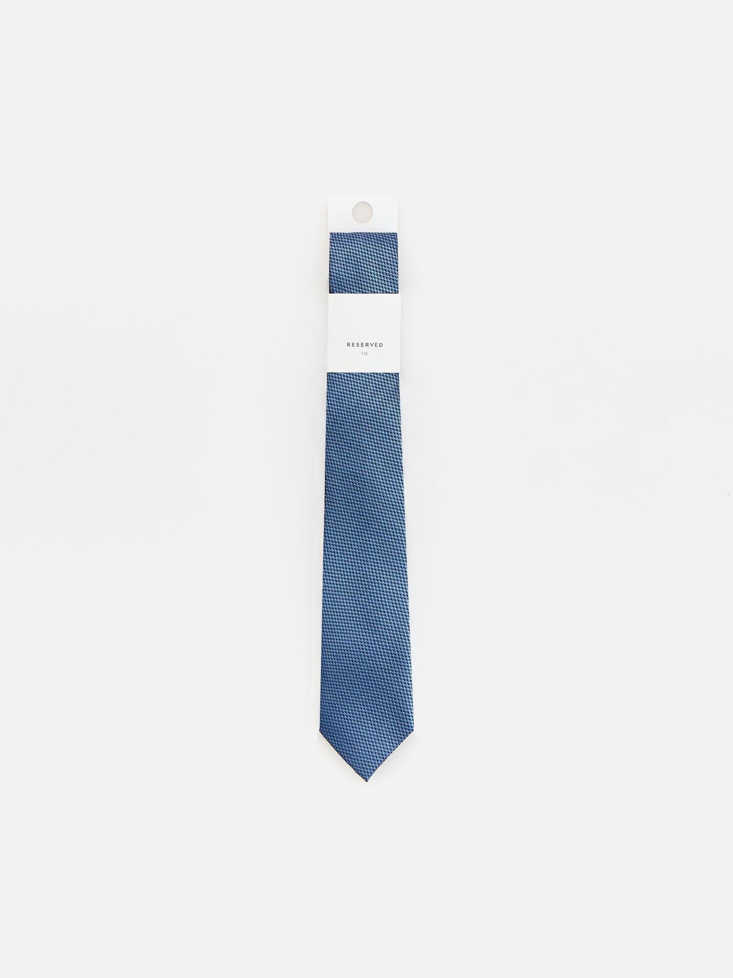 Navy Patterned Tie, Blue, medium