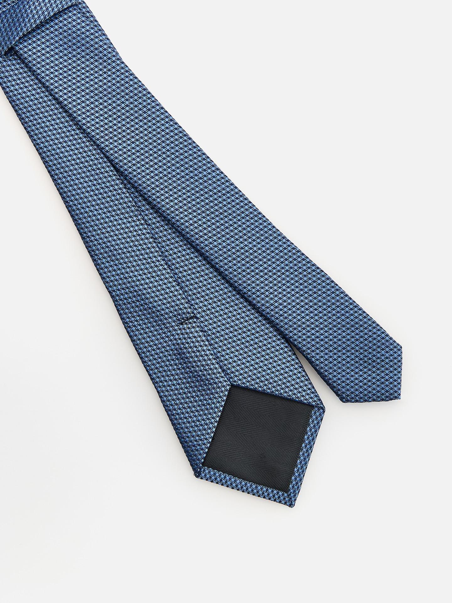 Navy Patterned Tie, Blue, medium
